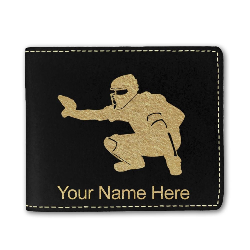 Personalized Faux Leather Baseball Catcher Wallet - Custom Engraved Gift for Men & Women - Perfect for Sports Fans, Coaches & Players