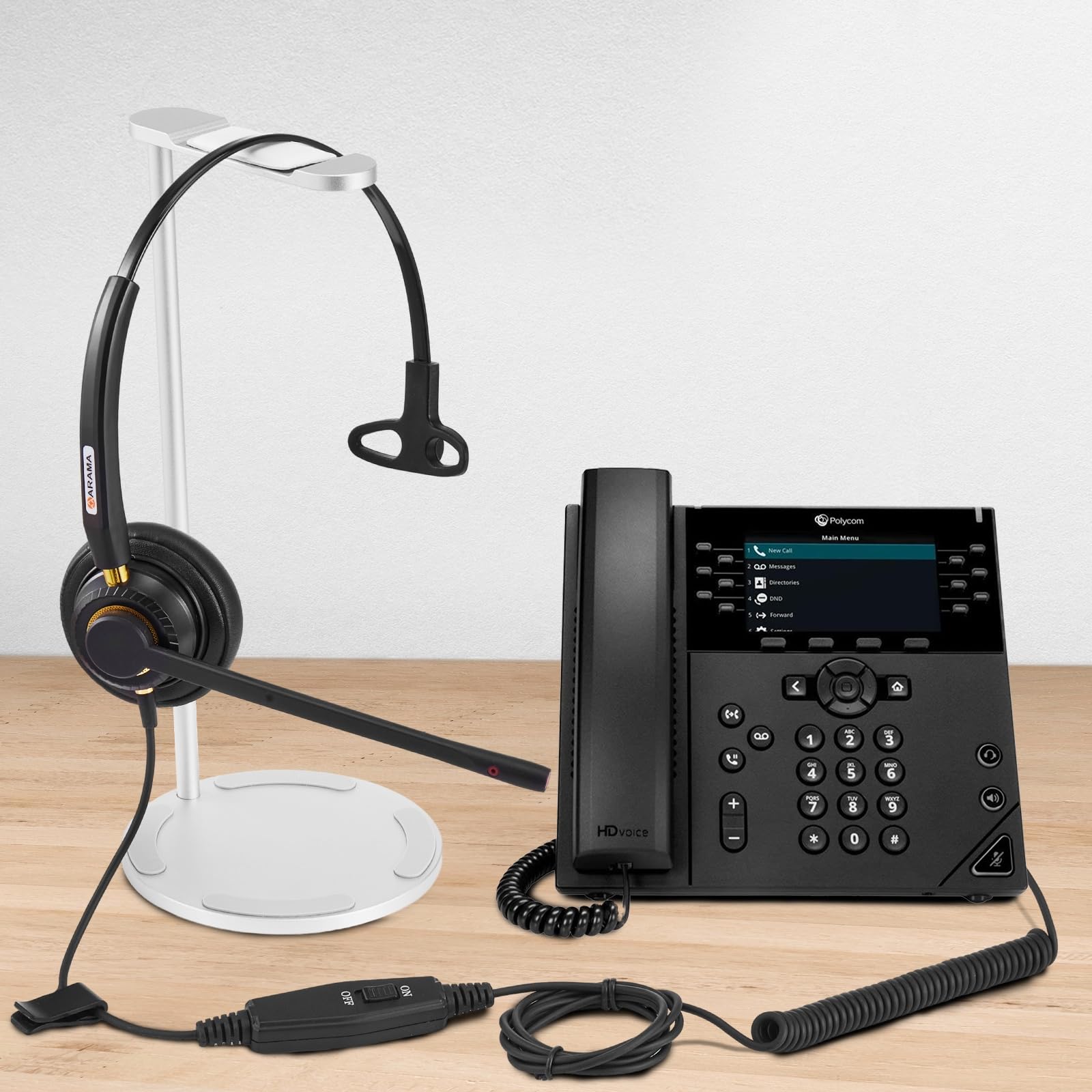 A800S2 Mono Corded Telephone Headset with Noise Canceling Microphone - Compatible with ShoreTel, Plantronics, Polycom, Zultys, Toshiba, NEC Aspire, Dterm, Nortel Norstar, Meridian, Packet8 Landline Desk Phones - Ideal for Office, Call Center, and Customer Service Use