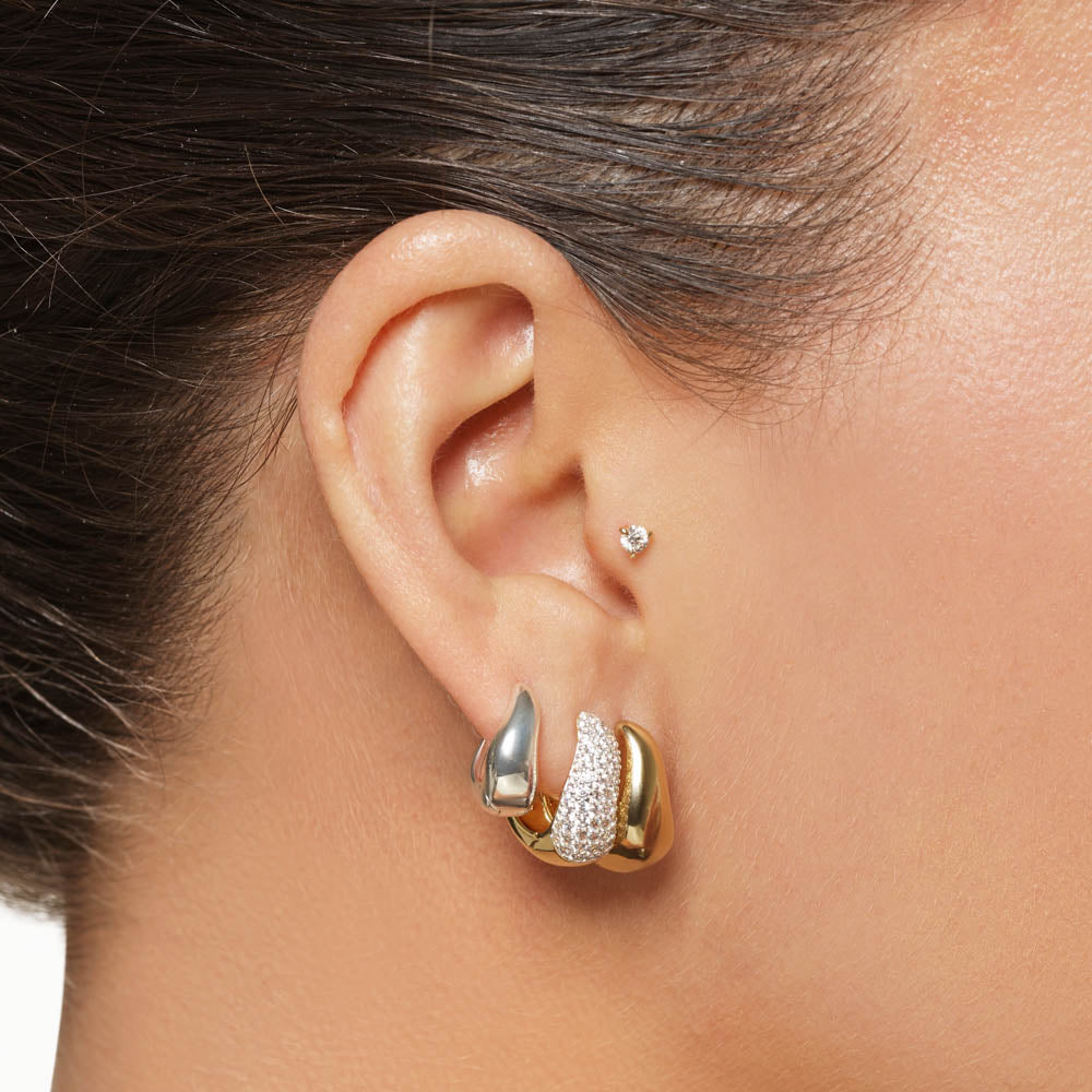 Gold Midi Wave Dome Huggie Earrings for Women - Trendy Hoop Earrings for Everyday Wear, Parties & Special Occasions