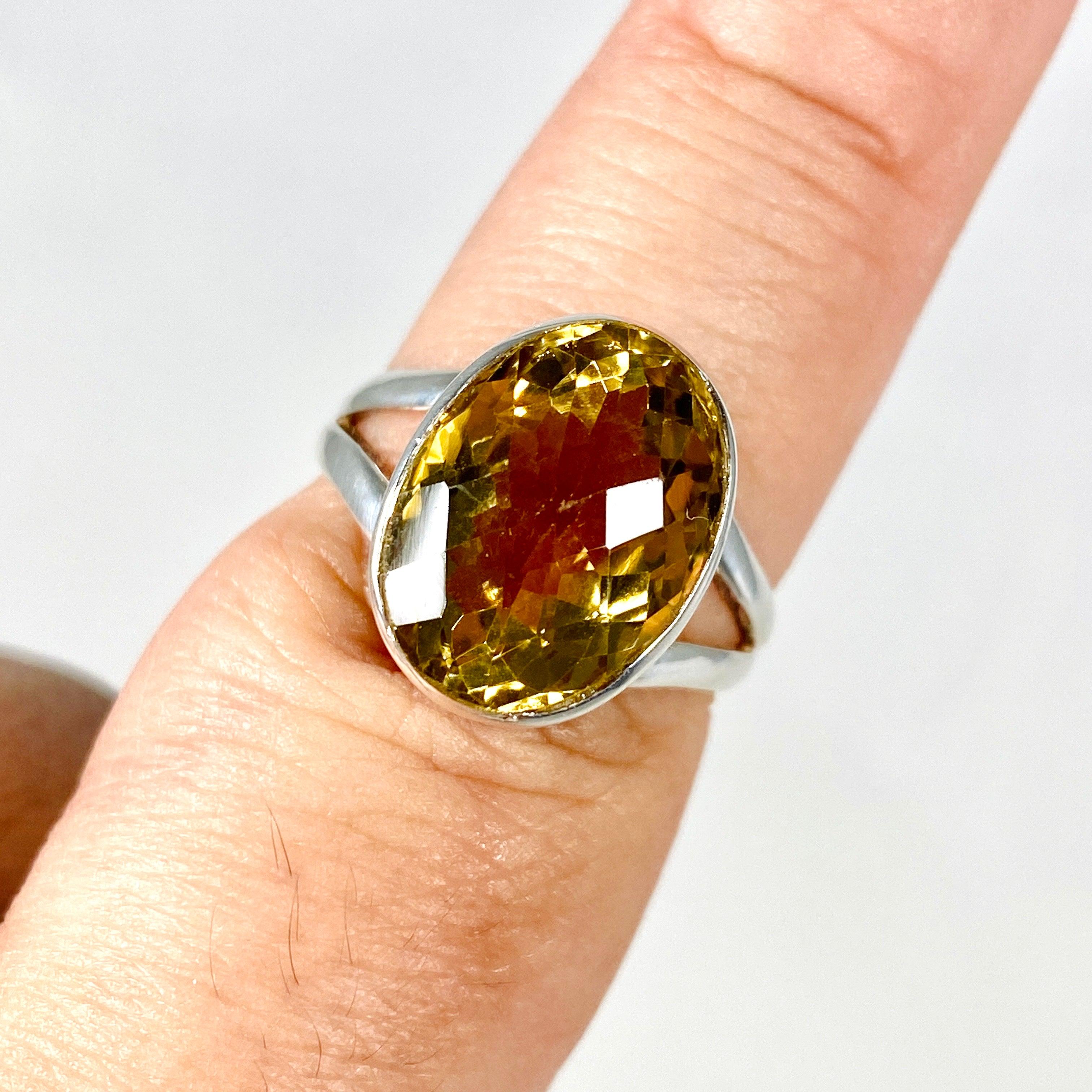 Lemon Quartz Oval Faceted Ring - Size 9 - KRGJ2350 - Elegant Jewelry for Women, Perfect for Weddings, Parties & Everyday Wear