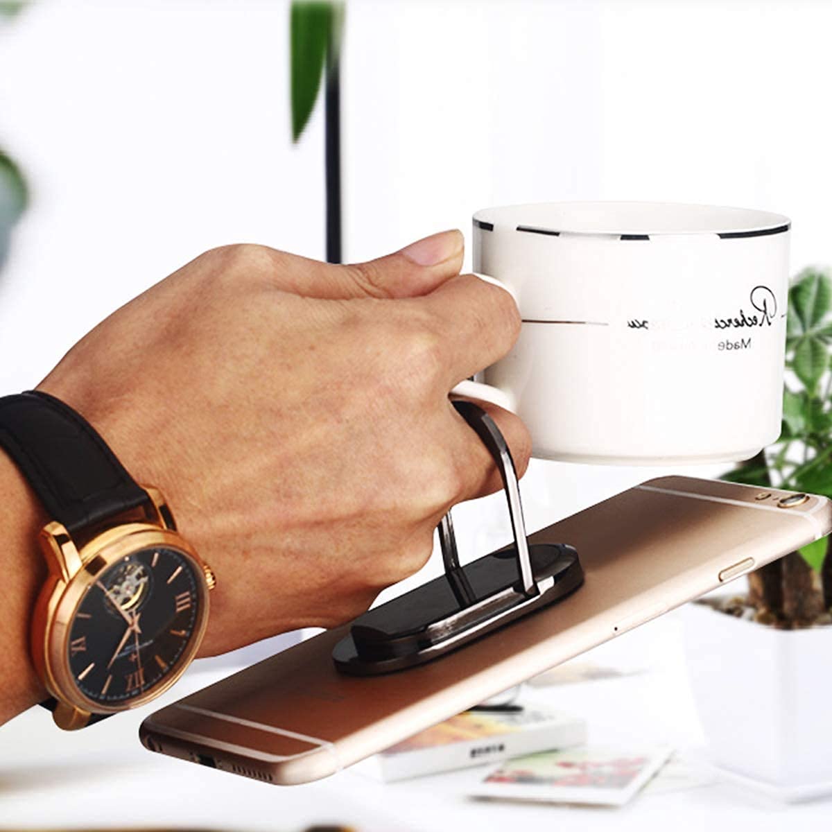 PIKFOS USB Rechargeable Electric Cigarette Lighter - Universal Smart Phone Holder with Ring Bracket for All Mobile Devices - Perfect for Smoking, Camping & Outdoor Activities