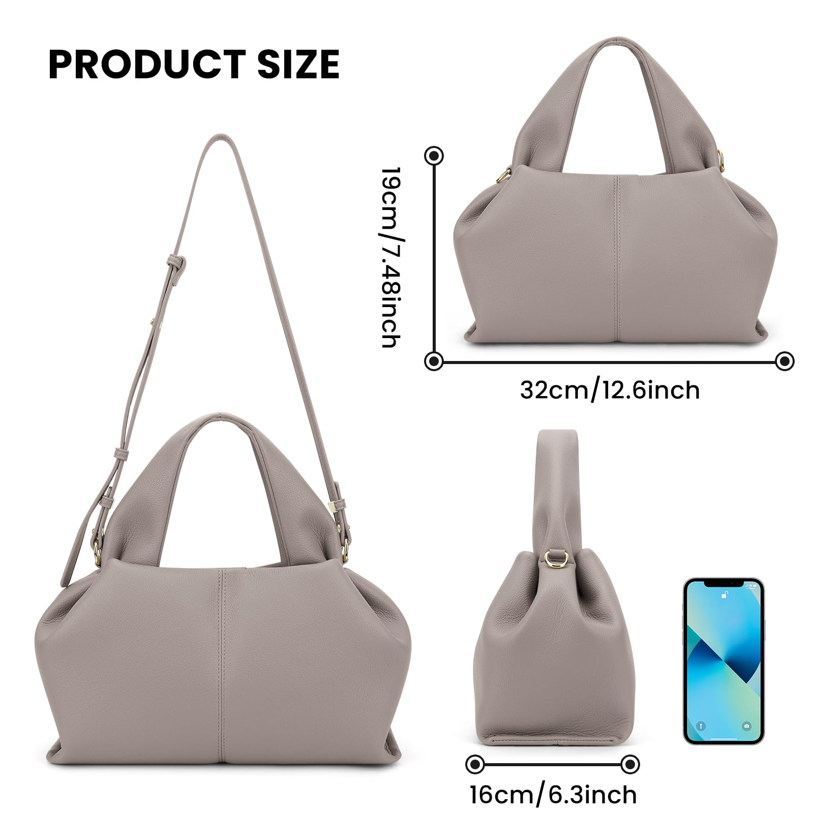 Stylish Dumpling Tote Bag for Women - Faux Leather Crossbody Purse, Fashionable Handbag & Satchel Clutch - Perfect for Work, Travel & Evening Outings