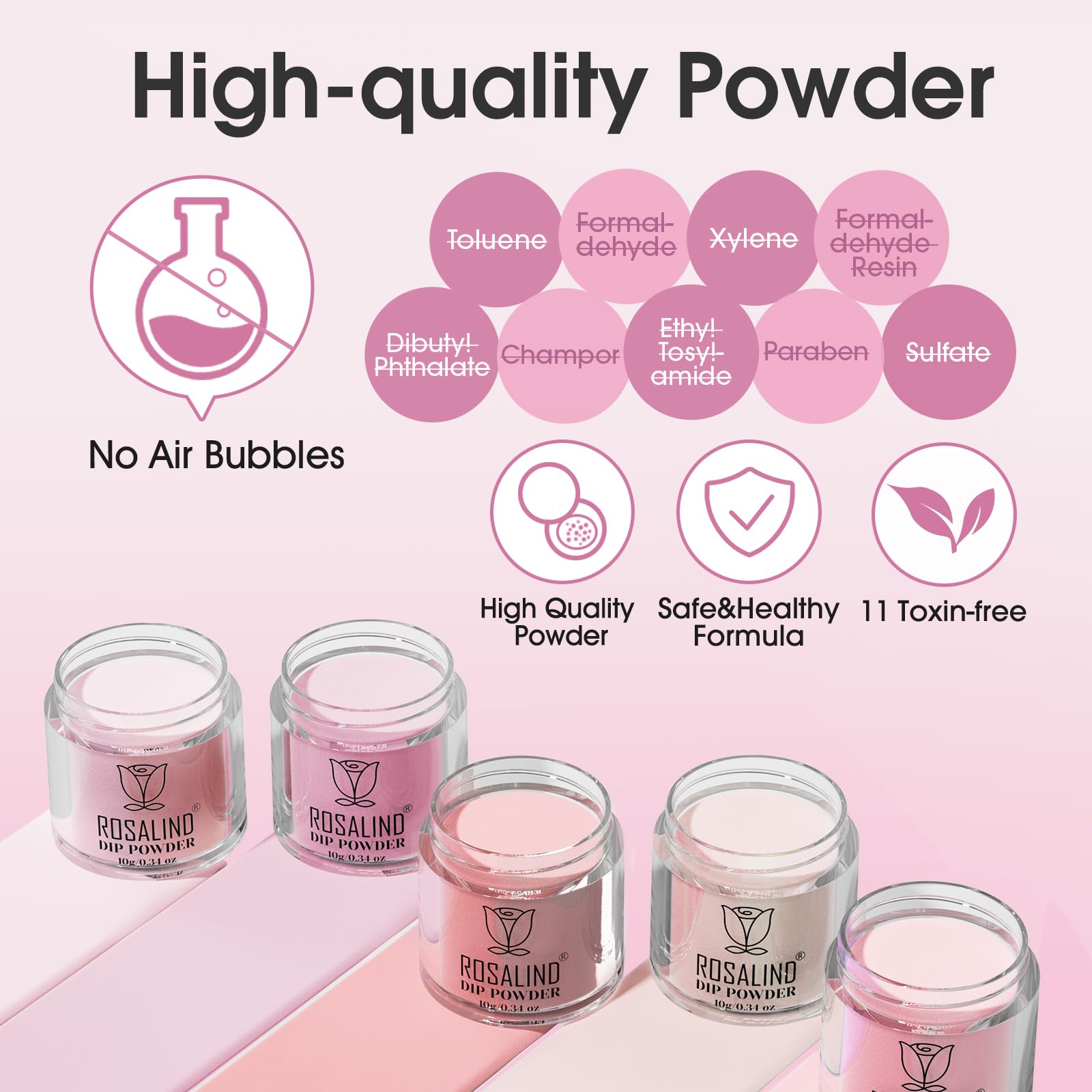 ROSALIND 13PCS Dip Powder Nail Kit - Summer Spring Clear Jelly Pink Translucent Dip Nails Powder Starter Kit with 6 Colors, Base Top Coat, Activator & Brush Saver | DIY Manicure at Home, Salon Quality Nails for Parties & Special Occasions