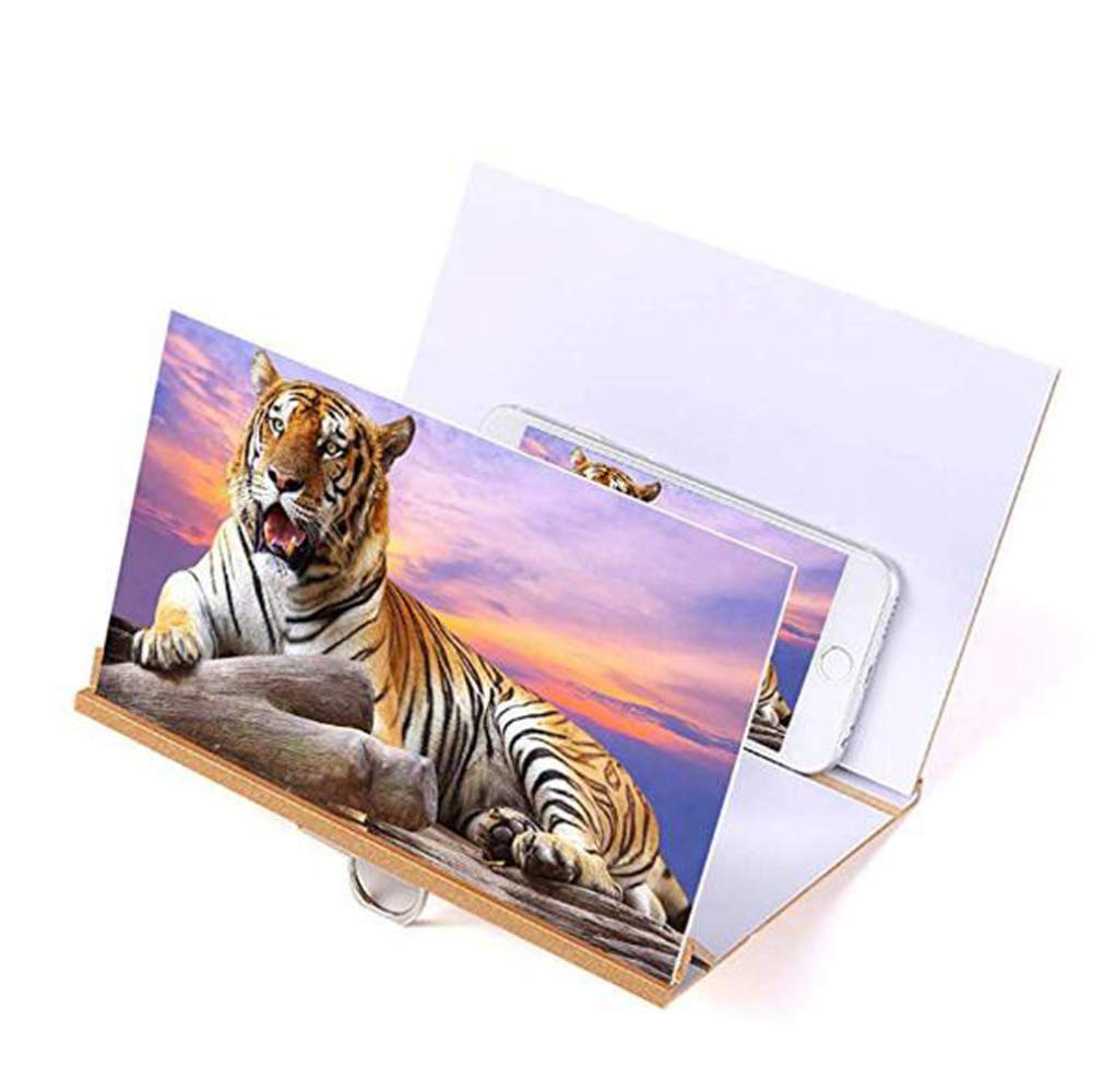 ROYWAY Phone Screen Magnifier - 3D HD Movie Projector for Smartphones | Portable Mobile Stand with Enlarged Viewing | Universal Phone Holder for iPhone & Android | Perfect for Home Theater & Outdoor Entertainment (Gold)