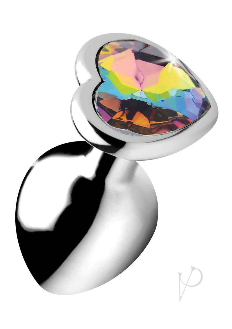 Booty Sparks Rainbow Prism Heart Anal Plug - Medium Size | Vibrant Silicone Butt Plug for Couples Play & BDSM Accessories | Perfect for Sensual Play, Adult Toys Collection & LGBTQ+ Pride Events