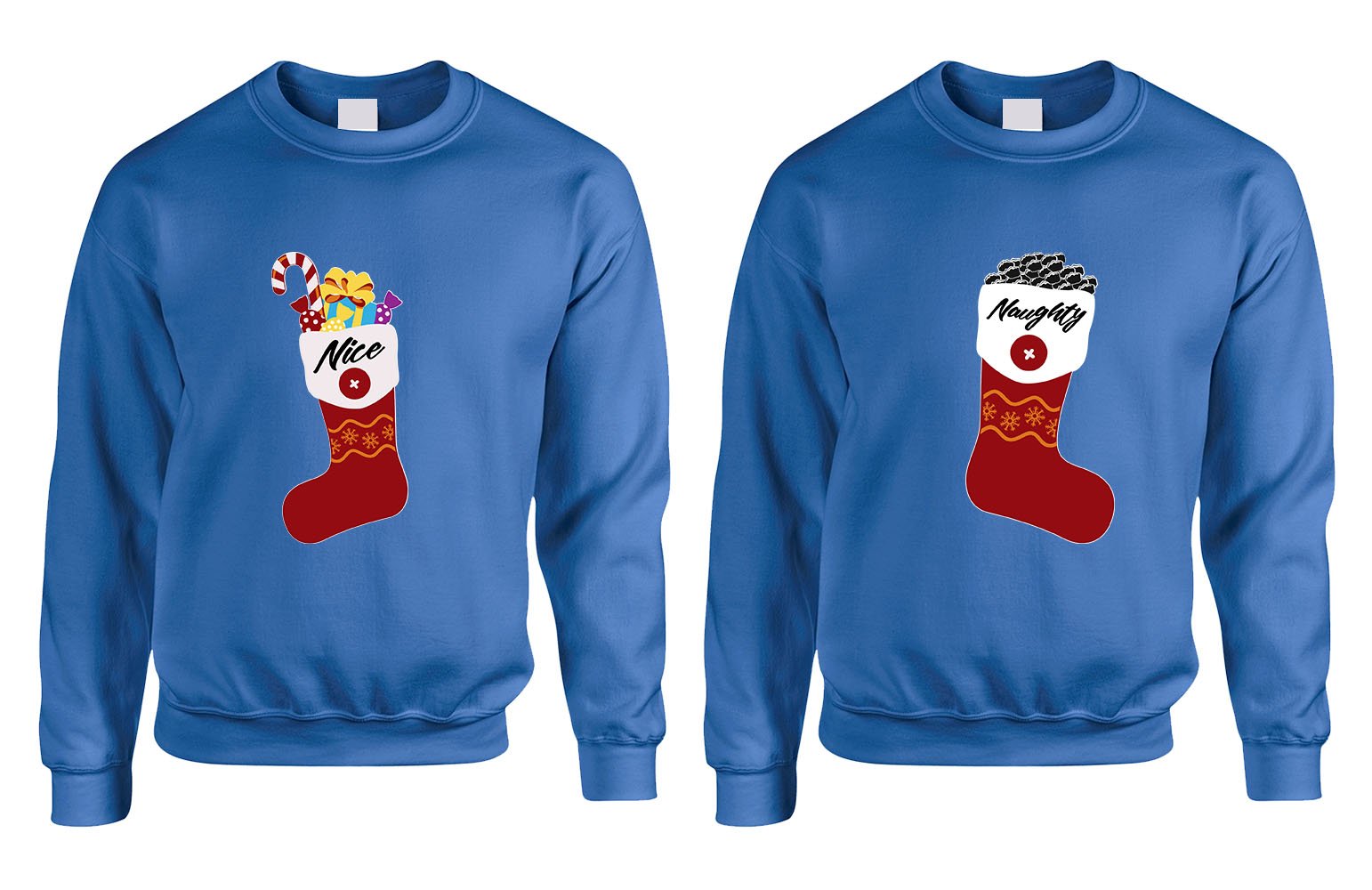 ALLNTRENDS Couple Sweatshirt - Naughty and Nice Matching Christmas Ugly Sweaters for Couples & Family - Perfect for Holiday Parties, Family Photos & Festive Gatherings