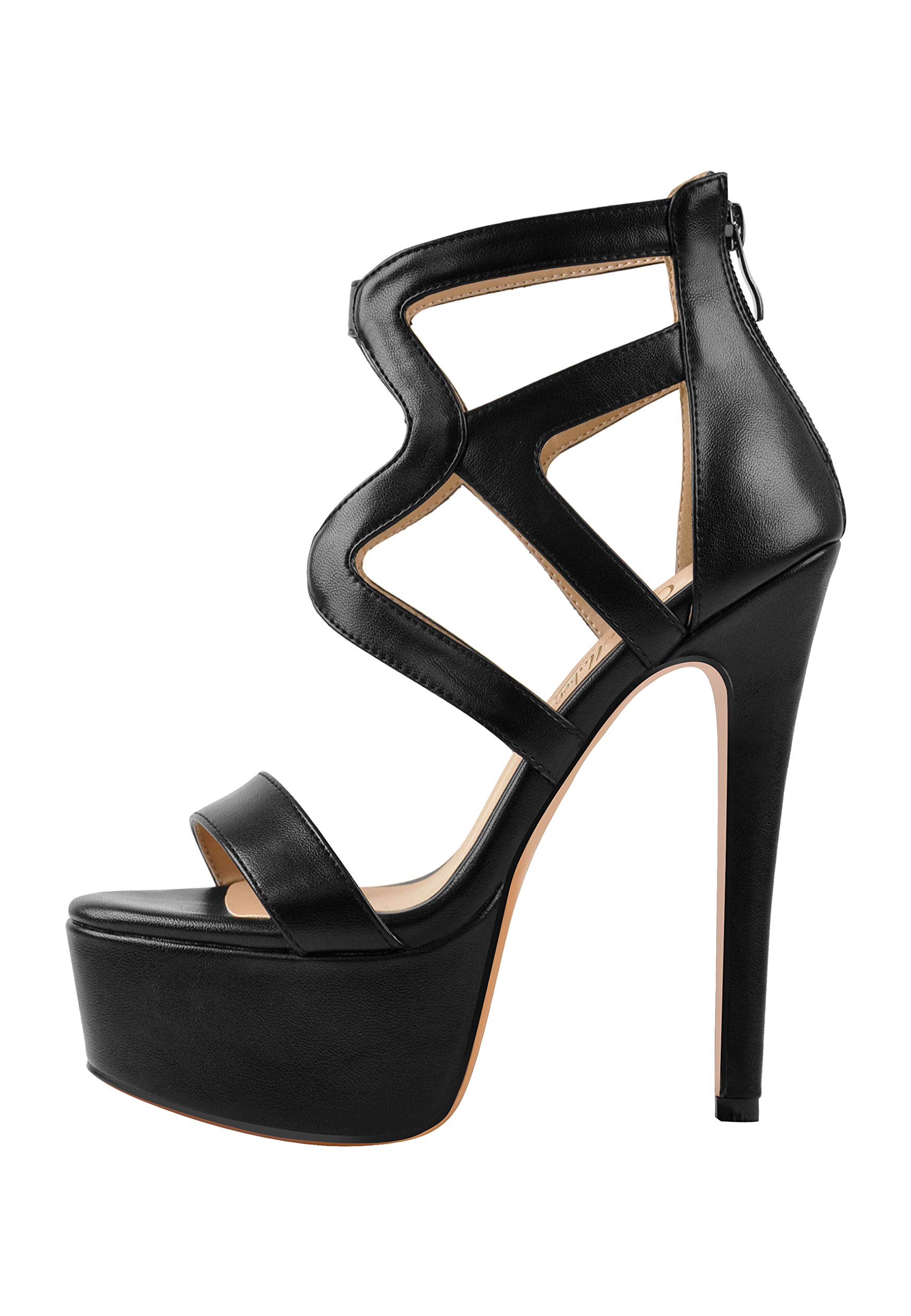 Richealnini Women's Crisscross Strappy Stiletto Heels - Sexy Platform High Heel Sandals with Zipper for Party, Club & Evening Wear