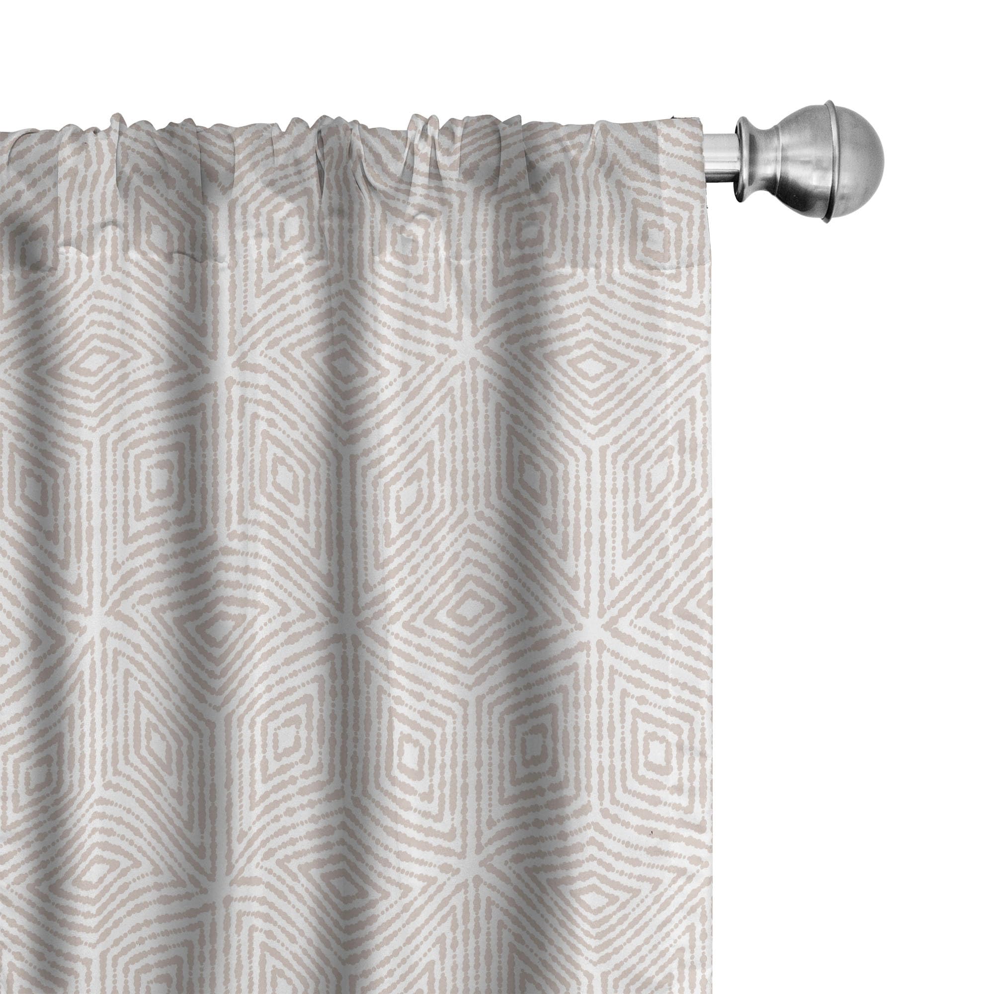 Ambesonne Geometric Curtains - Abstract Dotted Lines Concentric Rhombus Pattern Window Treatments | 2 Panel Set for Living Room & Bedroom Decor | 56x63 Inches White Taupe | Perfect for Modern Home, Apartment & Office Spaces