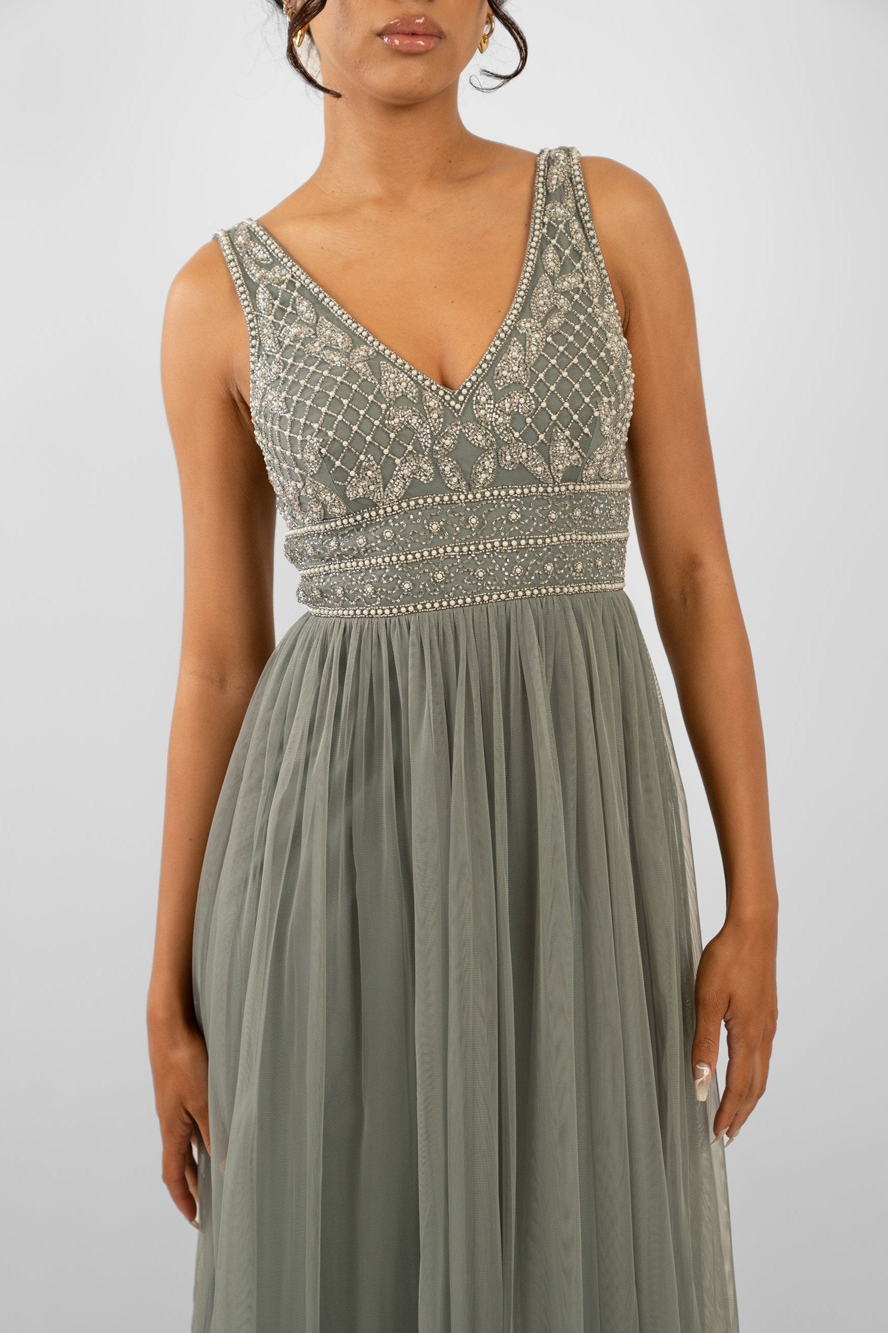 Kreshma Women's Teal Embellished Maxi Dress - Elegant Long Formal Gown for Weddings, Parties & Special Occasions