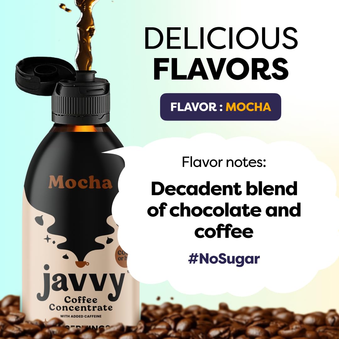 Javvy Cold Brew Coffee Concentrate - Original & Mocha Flavors for Hot or Iced Coffee, Instant Drinks, Lattes - Perfect for Home, Office & Travel Use