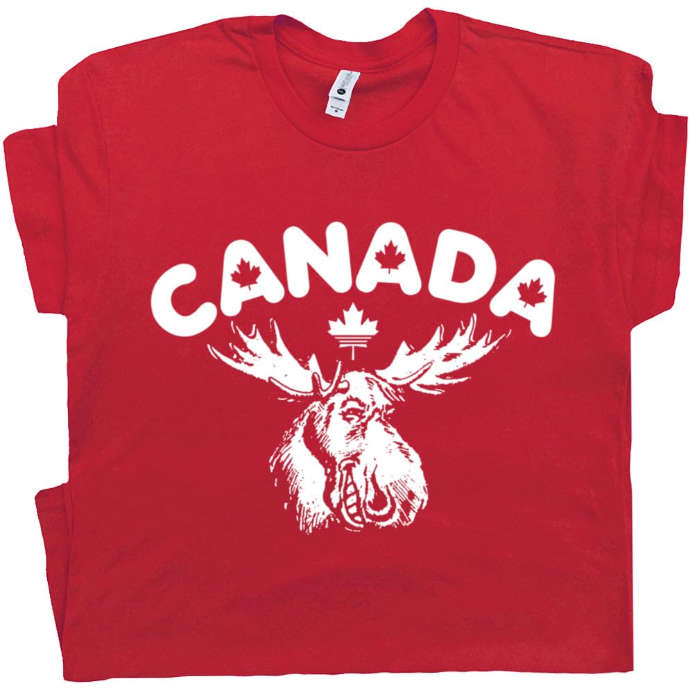 Vintage Canada Moose T-Shirt for Men, Women & Kids - Retro Maple Leaf Graphic Tee with Canadian Flag Design | Perfect for Canada Day, Outdoor Adventures & Casual Wear