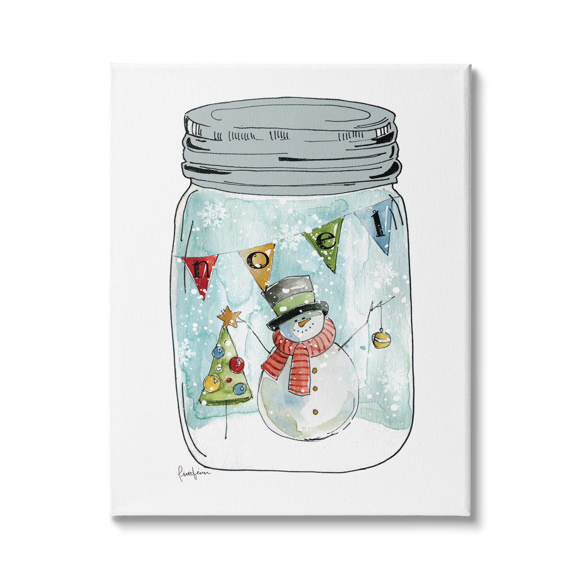 Stupell Industries Noel Phrase Snowman Christmas Tree in Country Jar Canvas Wall Art - 36