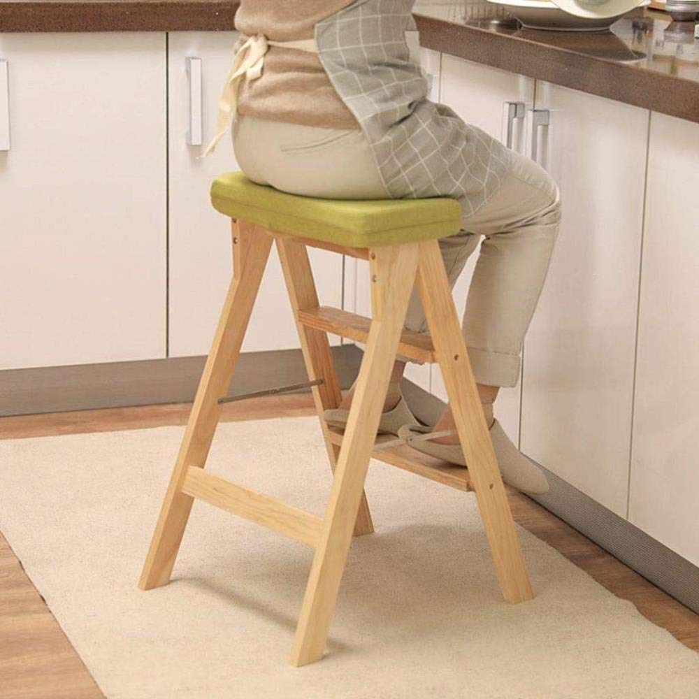 NEVKA Solid Wood Folding Step Stool - Portable Kitchen Step Ladder, Adult Stool for Home, Office, and Outdoor Use - Perfect for Reaching High Shelves, Gardening, and Kids' Activities