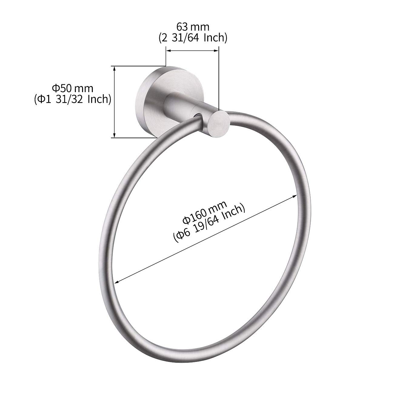 KES Stainless Steel Towel Ring for Bathroom - Wall Mount Hand Towel Holder with Brushed Finish (SUS304, Round Design A2180DG-2) - Perfect for Bathrooms, Kitchens & Powder Rooms