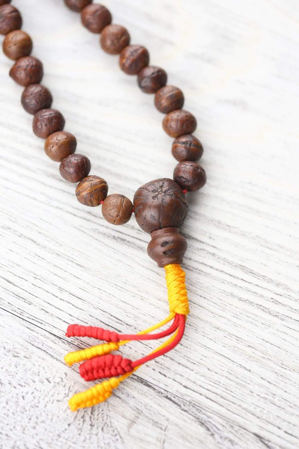 Antique Bodhi Spirit Mala Beads - 108 Natural Wood Prayer Beads for Meditation, Yoga & Spiritual Practice - Buddhist & Hindu Prayer Necklace for Mindfulness & Stress Relief