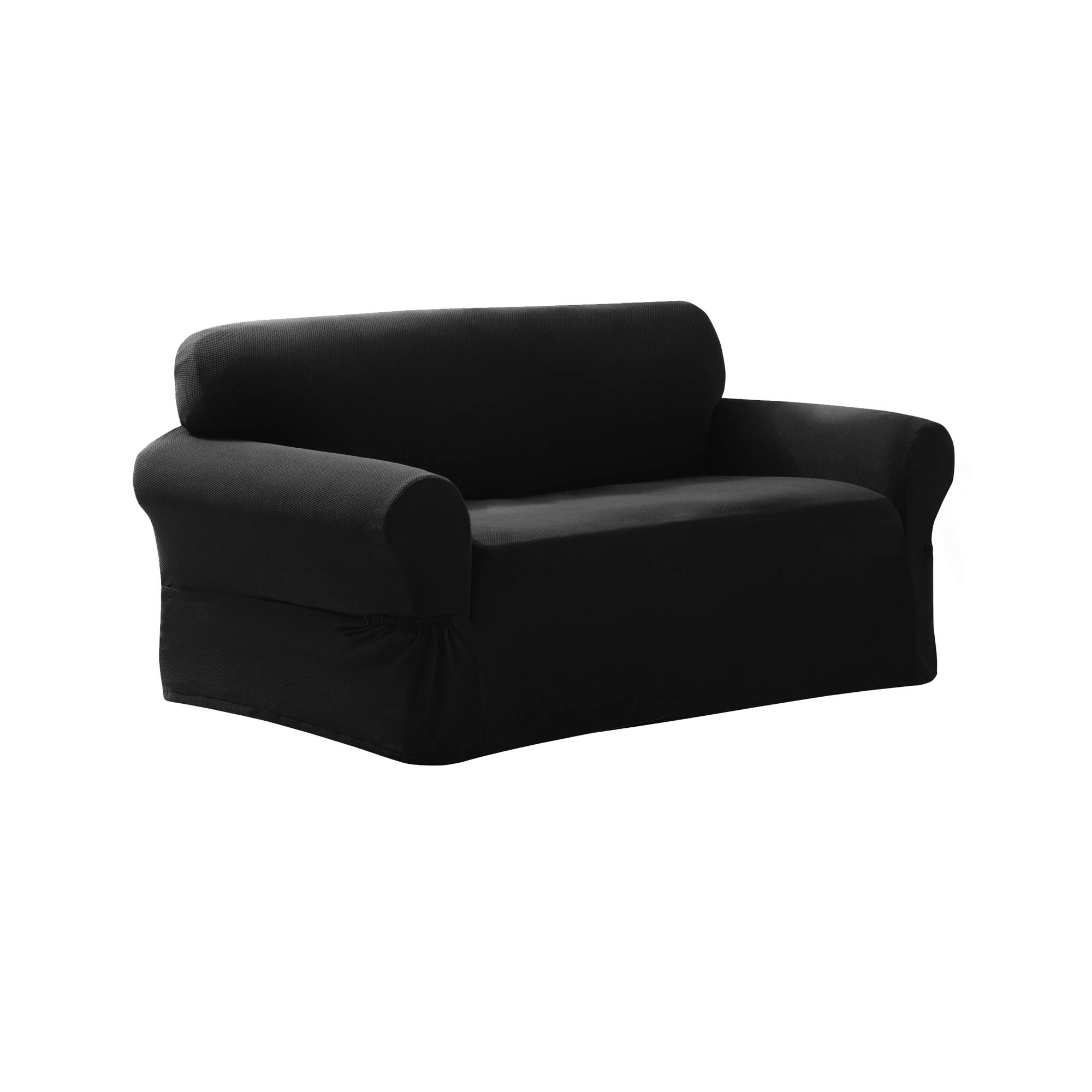 MAYTEX Pixel Ultra Soft Stretch Loveseat Slipcover - Black | Fade Resistant Couch Cover for Pets & Kids | Perfect for Living Room, Dorm & Apartment Furniture Protection