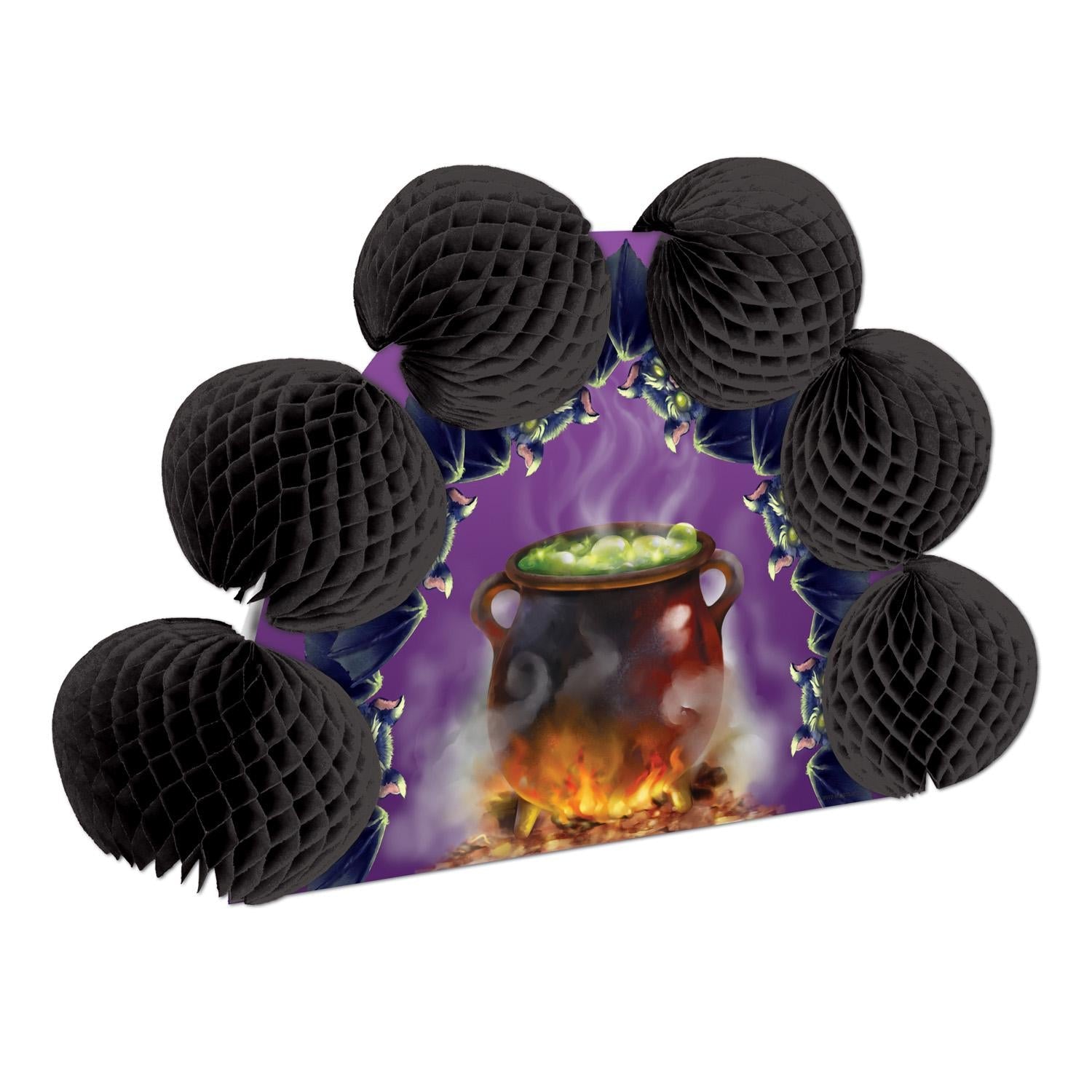 12 Pack Beistle Halloween Cauldron and Bats 2-Sided Centerpiece Decorations - Perfect for Halloween Party, Table Decor, and Spooky Home Decor