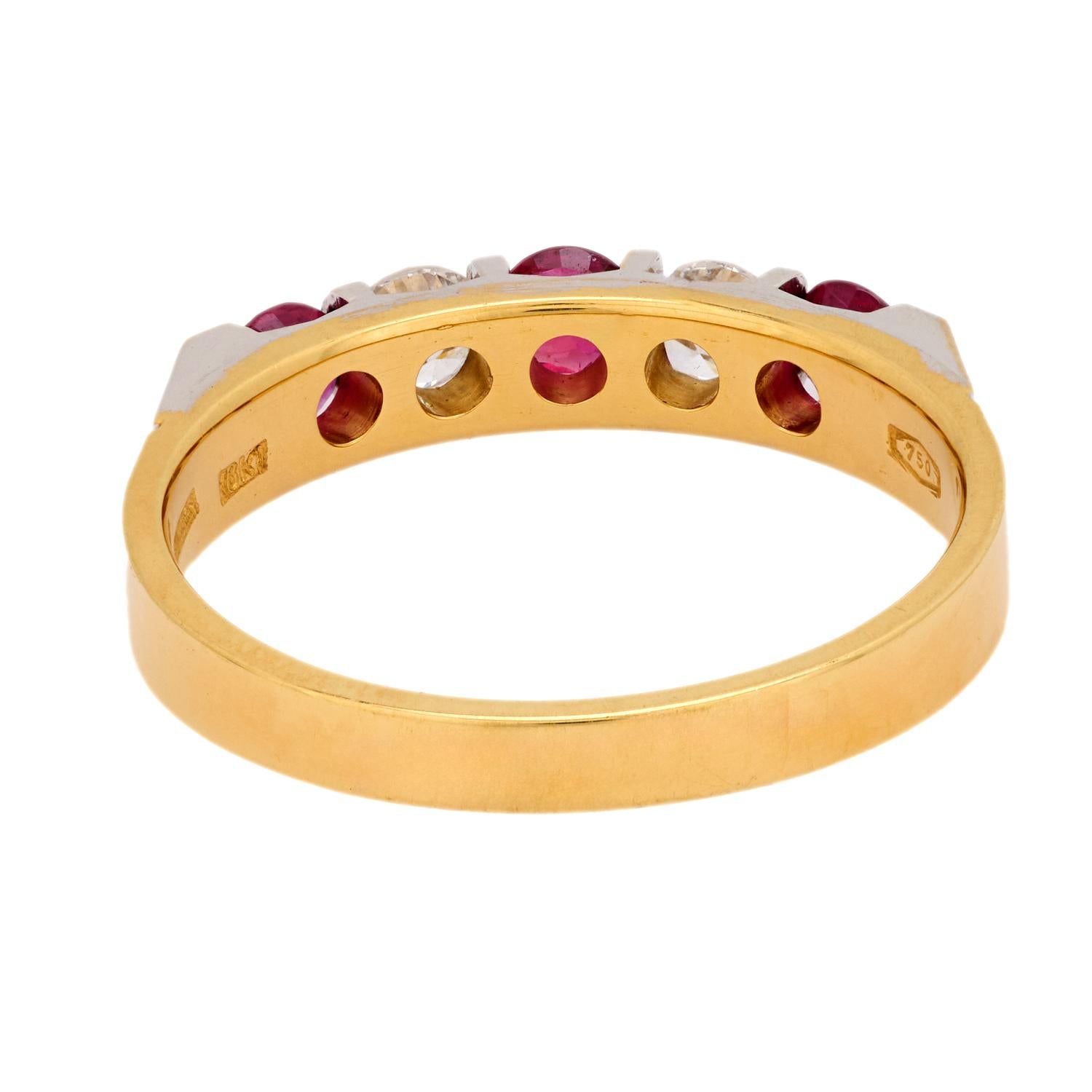 SPARK Estate 18K Gold Diamond & Ruby 5-Stone Ring for Women | Luxury Wedding, Anniversary & Engagement Jewelry Gift
