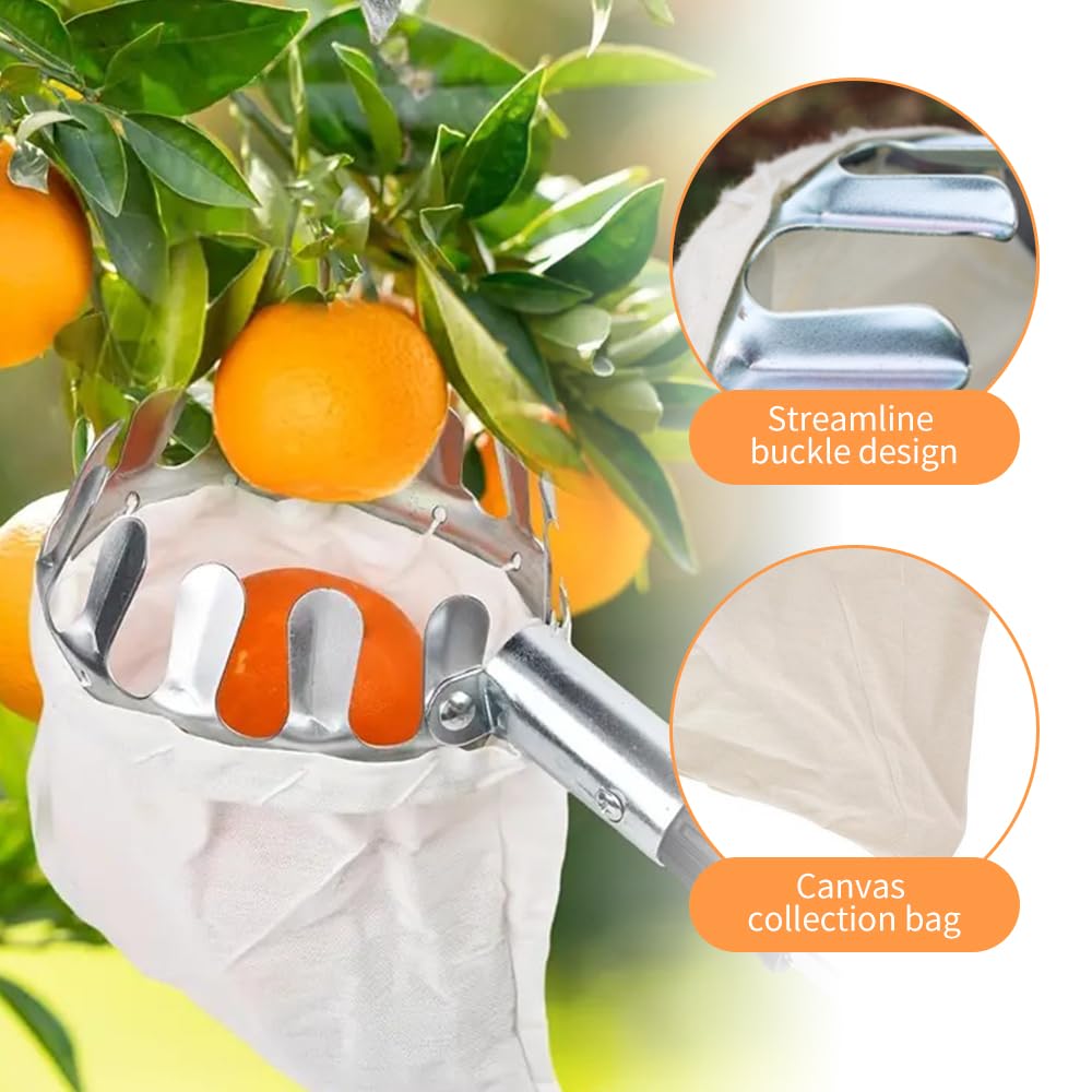 2024 New Portable Fruit Picker Head Basket - Garden Harvesting Tool for Berries, Pears, Peaches & Cranberries | Lightweight Fruit Picking Basket for Easy Harvesting in Orchards & Backyards