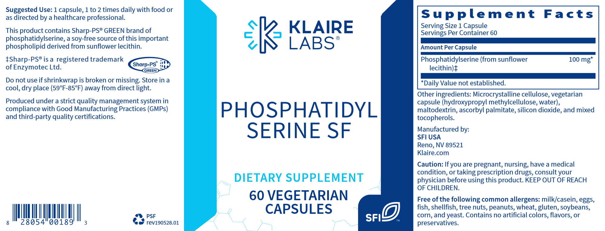 Premium Phosphatidylserine (PS) Supplement for Brain Health & Cognitive Support - Ideal for Memory, Focus & Stress Relief