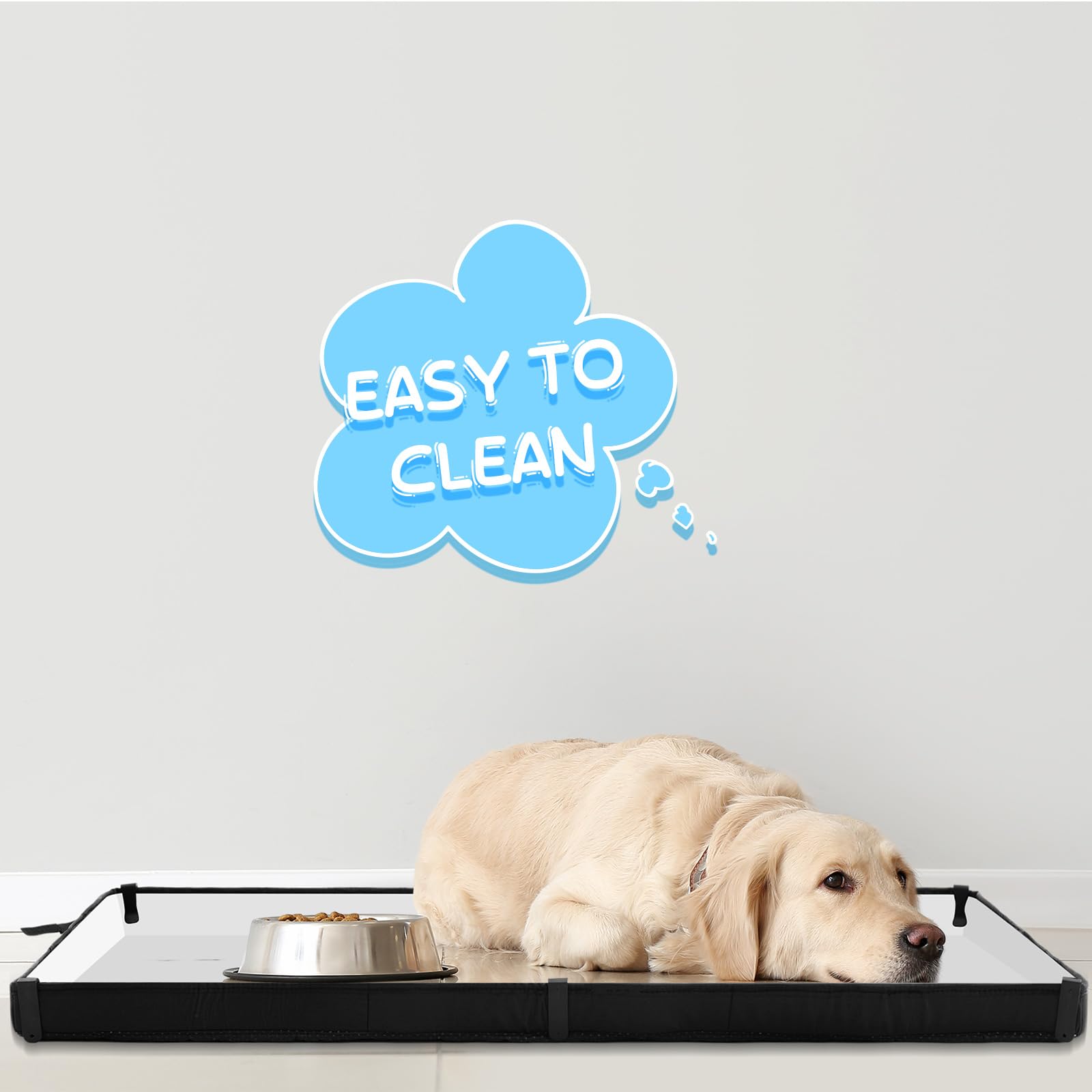 Extra Large 43 x 34 Inch Dog Pee Pad Holder Tray - Foldable Portable Puppy Potty Training Pad with 4 Fixing Clips, High Sides, Waterproof & Easy to Clean for Indoor/Outdoor Use