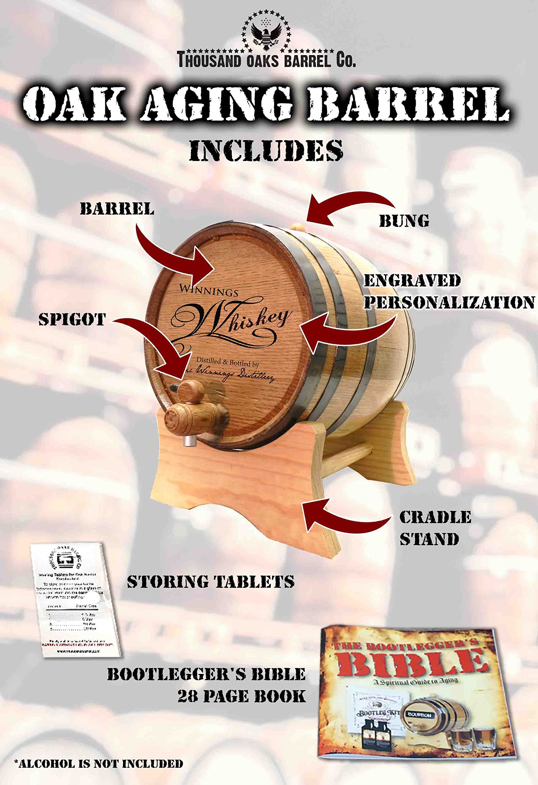 Premium American White Oak 10 Liter (2.5 Gallon) Barrel with Stand, Bung & Spigot - Home Brewing, Distilling, Wine Making & Cocktail Aging Kit for Bartenders & Enthusiasts - Perfect for Crafting Whiskey, Bourbon, Wine & Specialty Cocktails at Home