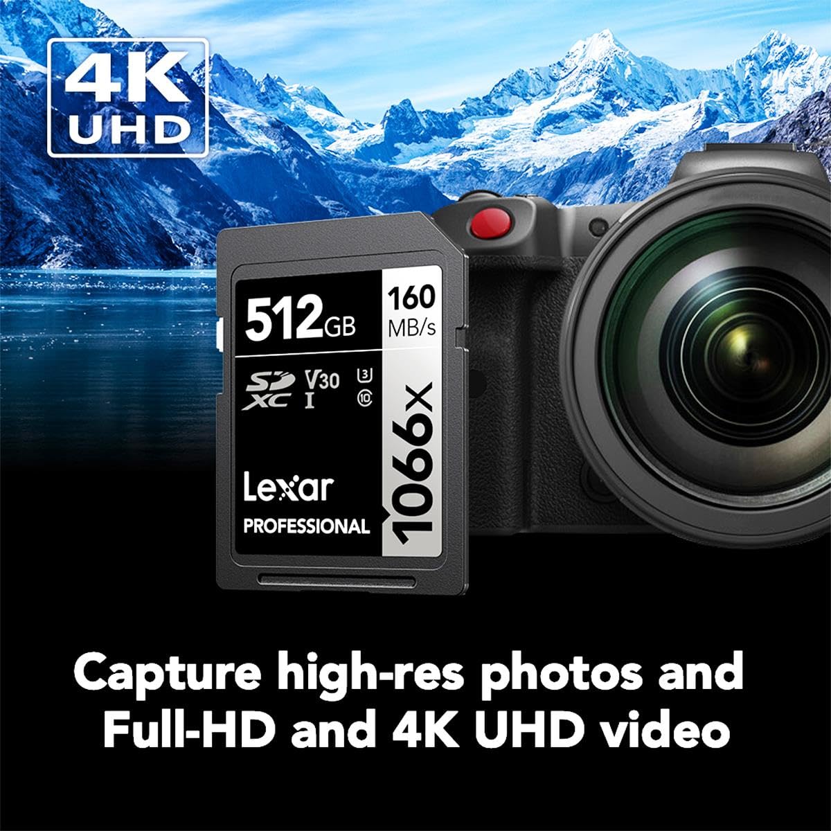 Lexar Professional 1066x 512GB SDXC UHS-I Memory Card - Silver Series, 160MB/s Read Speed for DSLR & Mirrorless Cameras - Perfect for 4K Video Recording, High-Speed Photography & Professional Workflows (LSD1066512G-BNNNU)