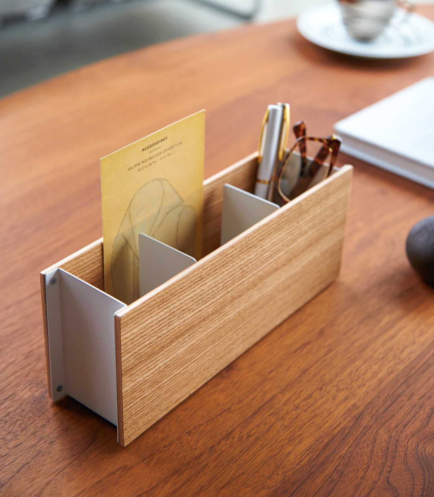 Premium Steel & Wood Desk Organizer - 2 Sizes for Office & Home Workspace - Perfect for Pencils, Pens & Stationery Storage