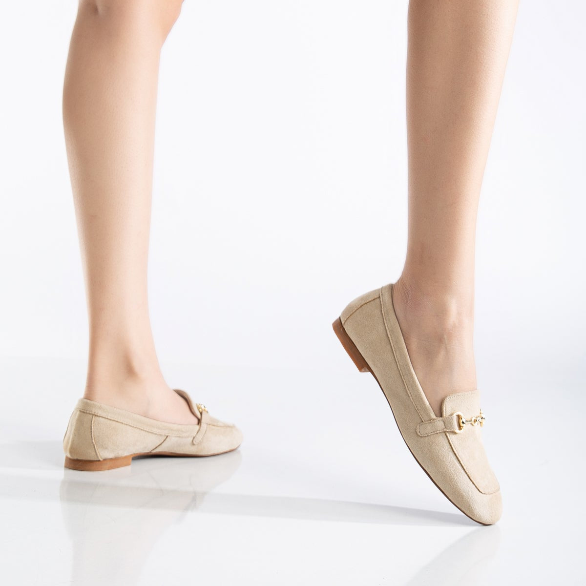 Olly Beige Suede Horsebit Loafers for Women - Comfortable Slip-On Shoes - Casual & Office Wear - Perfect for Work, Travel & Everyday Outfits