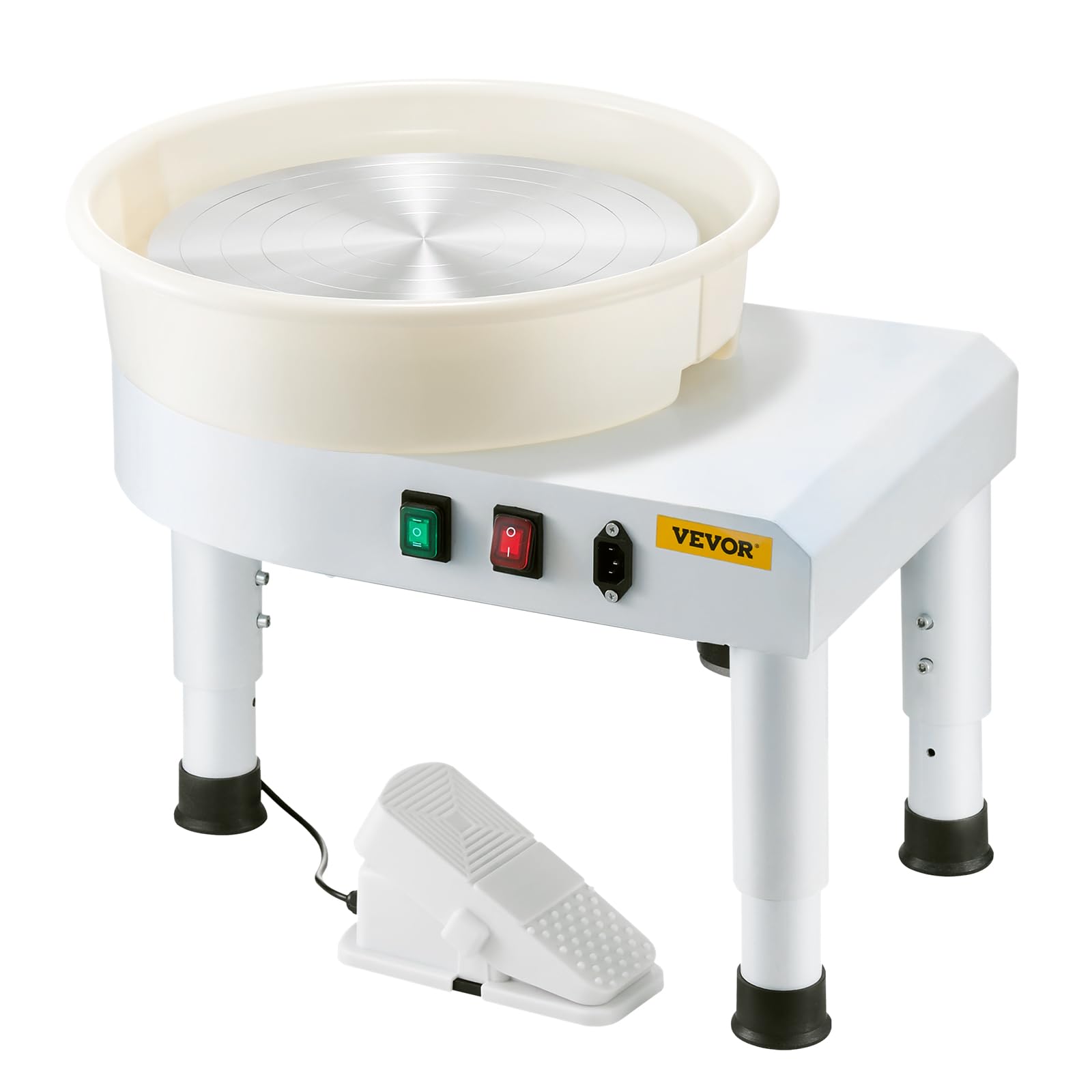 VEVOR 14 Inch 35cm Pottery Wheel for Adults & Beginners - 450W Professional Ceramic Clay Art Kit with Adjustable Lift Table, Foot Pedal & Detachable Basin - Perfect for Home Studio, DIY Crafts & Classroom Use - White