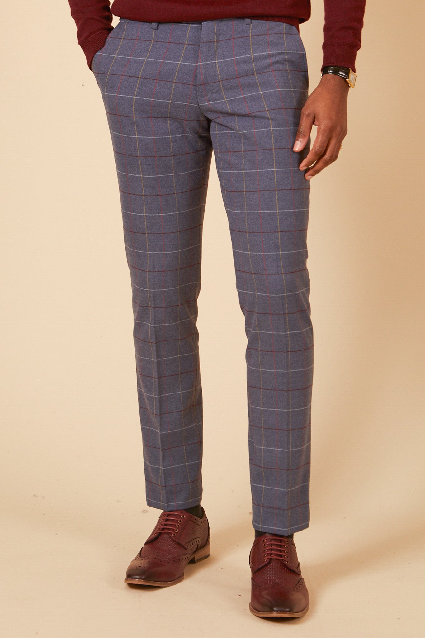Drake Sky Blue Check Three-Piece Suit for Men | Formal Business Attire | Wedding, Office & Special Occasion Wear