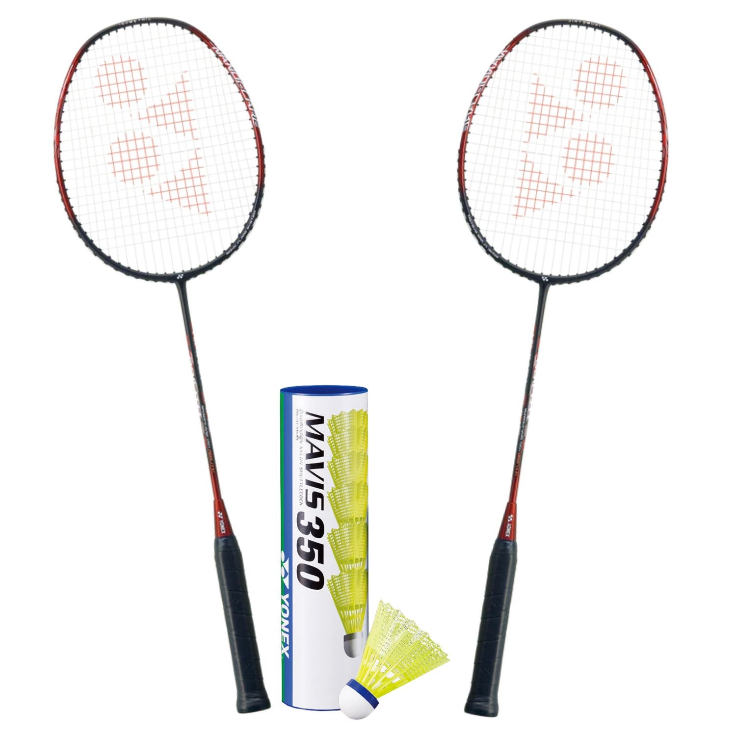 Yonex Badminton Combo Set - 2 Nanoflare 001 Rackets & 1 Tube Mavis 350 Shuttlecocks - Premium Badminton Equipment for Indoor/Outdoor Play, Training & Competitive Matches