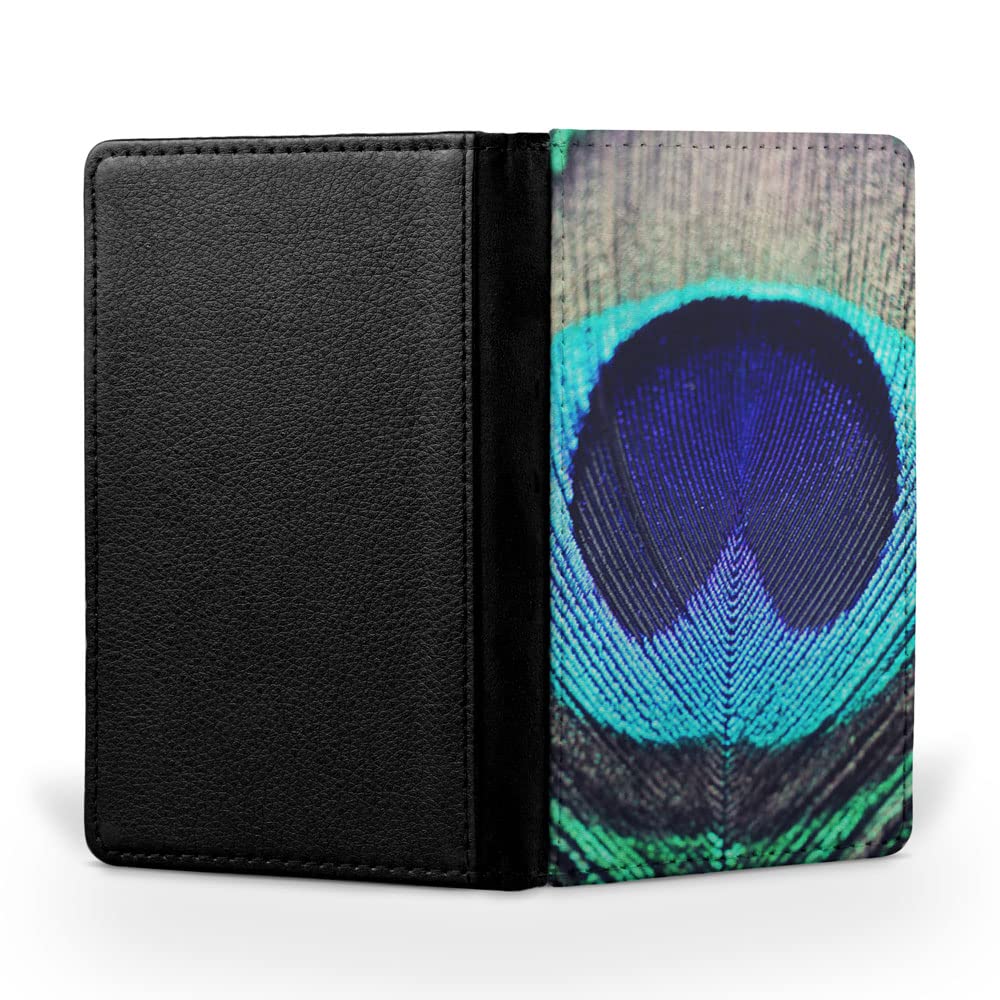 Elegant Peacock Feather Flip Wallet - Passport & ID Holder for Travel