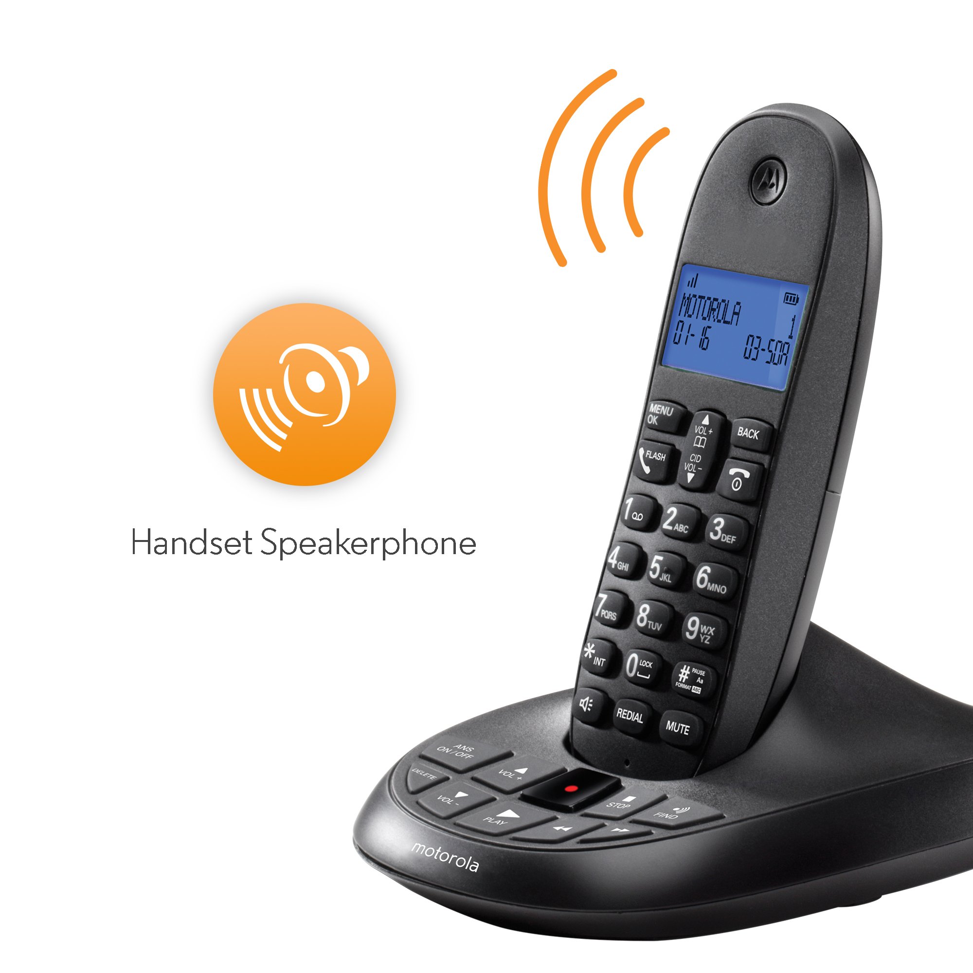 Motorola DECT 6.0 Digital Cordless Phone with Answering System & 4 Handsets - C1014LX - Ideal for Home Office, Large Houses & Multi-Room Communication