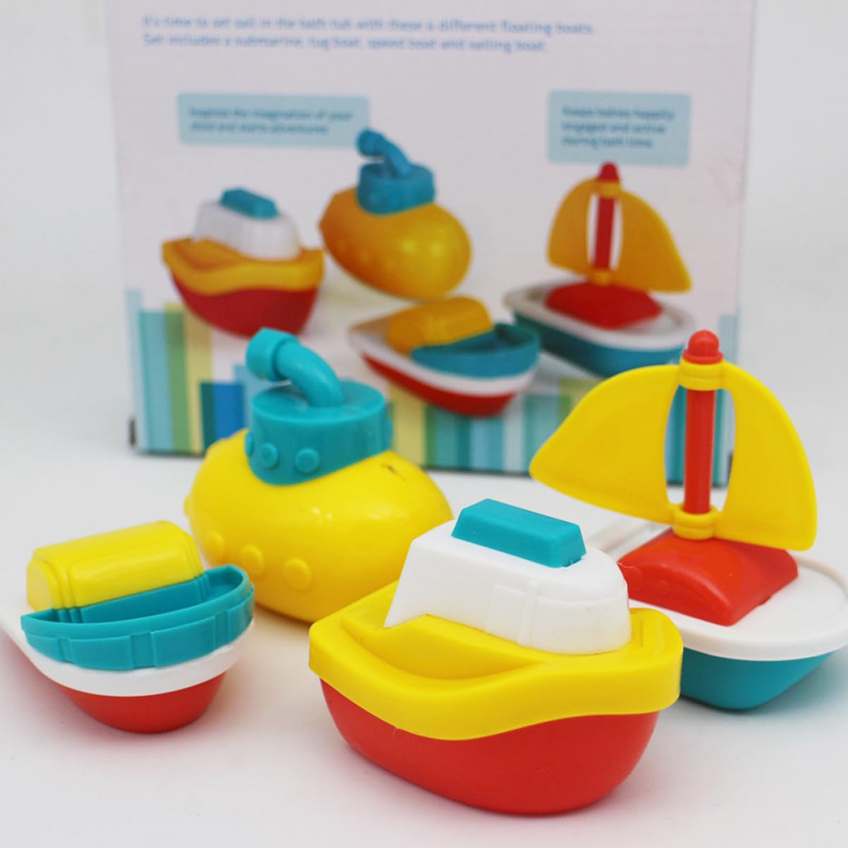 HEMOTON 8-Piece Boat Bath Toys Set for Toddlers & Kids - Fun Floating Bathtub Boats for Boys & Girls - Perfect for Bath Time Play, Pool Parties & Water Play Activities