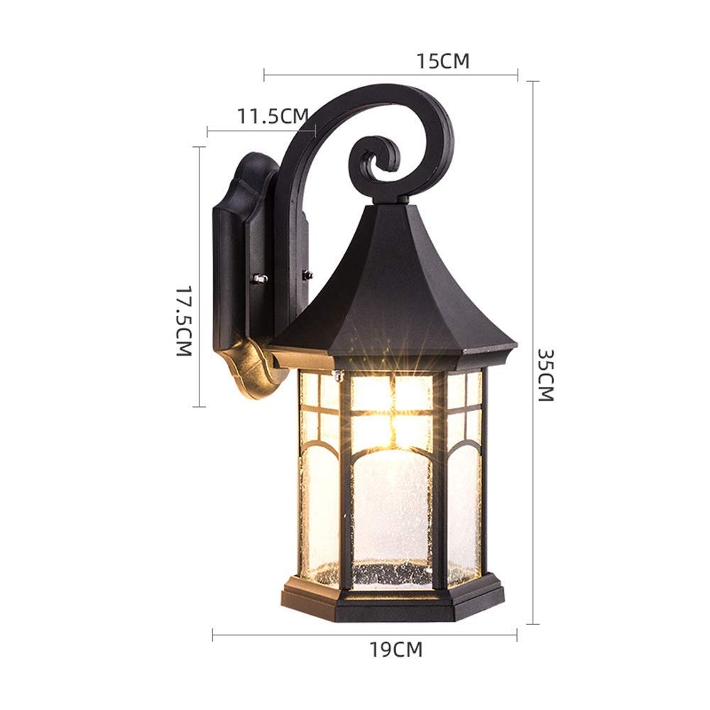 Farmhouse Wall Lantern Sconce - Outdoor Waterproof Wall Light with Seed Glass, Black Matte Finish Industrial Exterior Lighting for Porch, Patio, Garden and Entryway - Durable Metal House Wall Mount Lamp