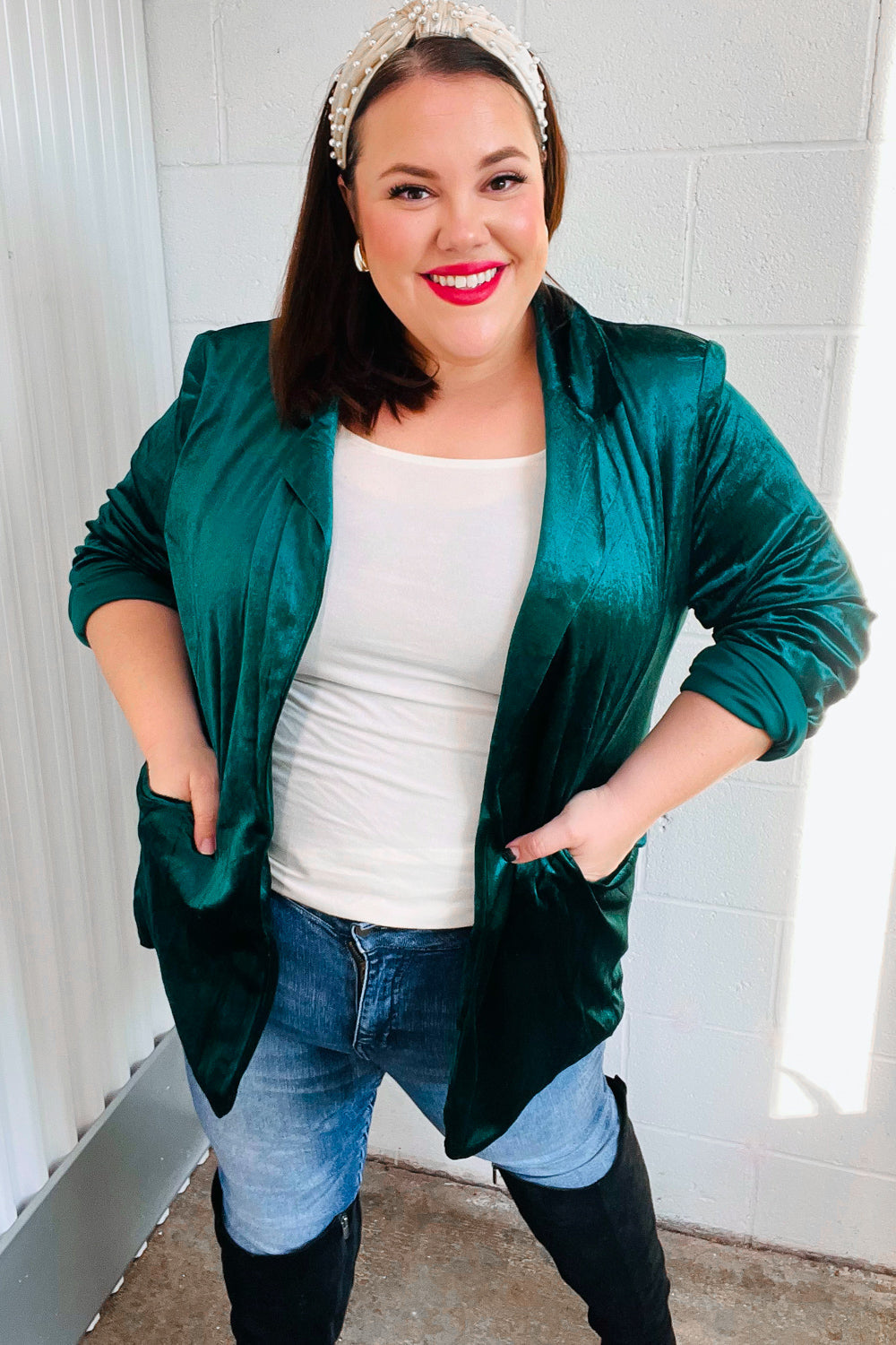 Elegant Hunter Green Velvet Blazer for Women - Formal & Evening Wear - Perfect for Weddings, Parties & Office Events