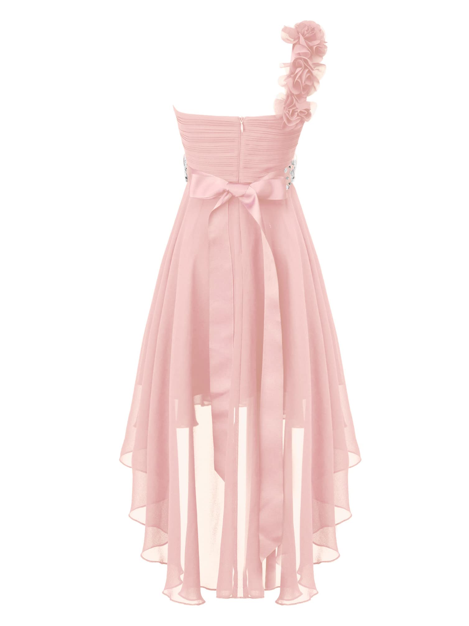 Elegant Asymmetrical One Shoulder Chiffon Flower Girl Dress for Kids - Perfect for Weddings, Bridesmaids, Princess Parties & Special Occasions