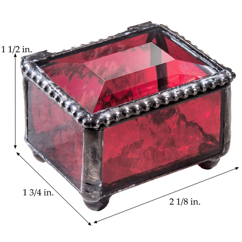 J Devlin Red Stained Glass Ring Box - Elegant Jewelry Keepsake & Trinket Box for Engagement Rings, Wedding Bands & Special Gifts - Perfect for Proposals, Anniversaries & Romantic Occasions