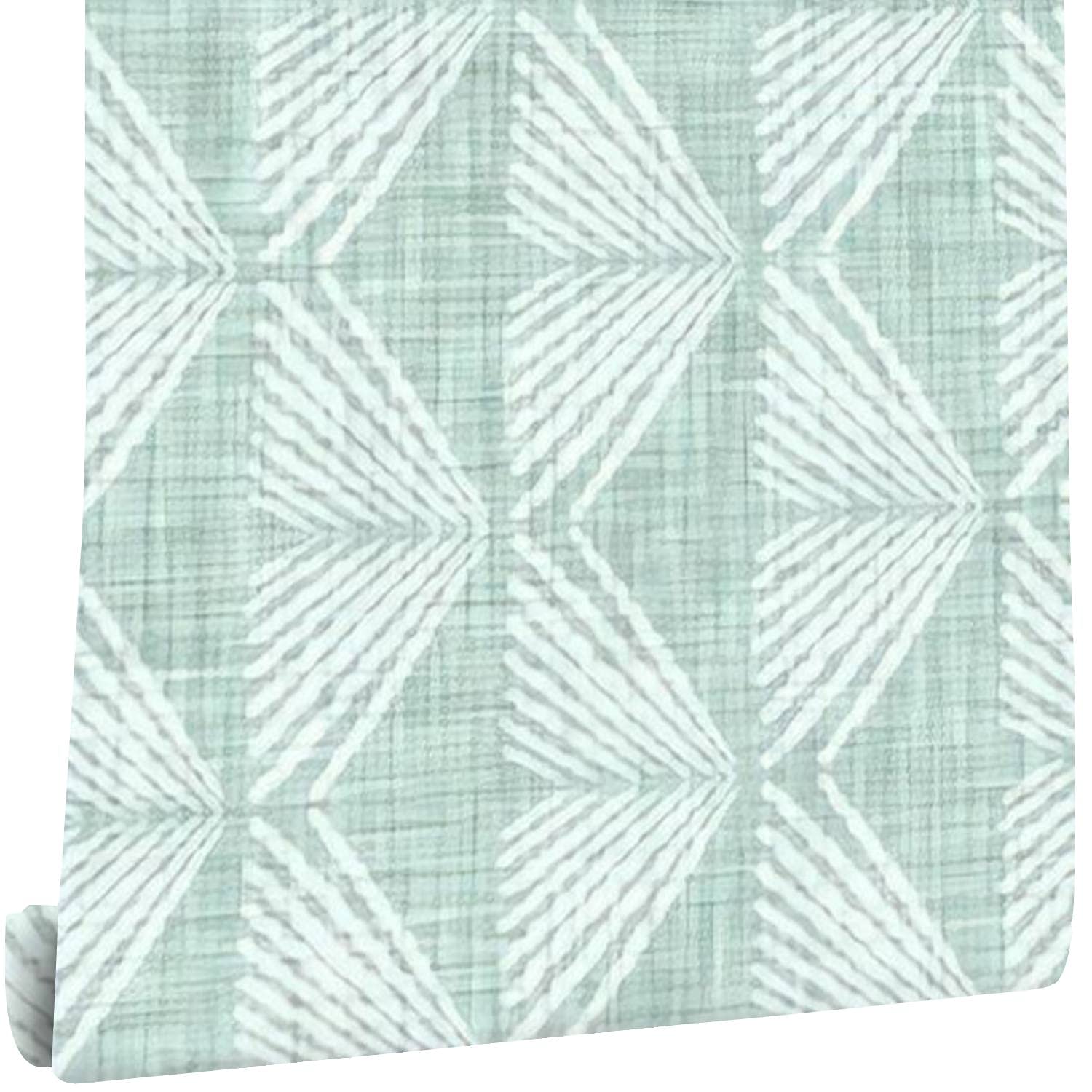 Modern 3D Aegean Teal Geometric Pattern Peel & Stick Wallpaper - Textured Linen Removable Wall Mural for Living Room, Bedroom, TV Background - Perfect for Home Decor, Accent Walls & Summer Renovations