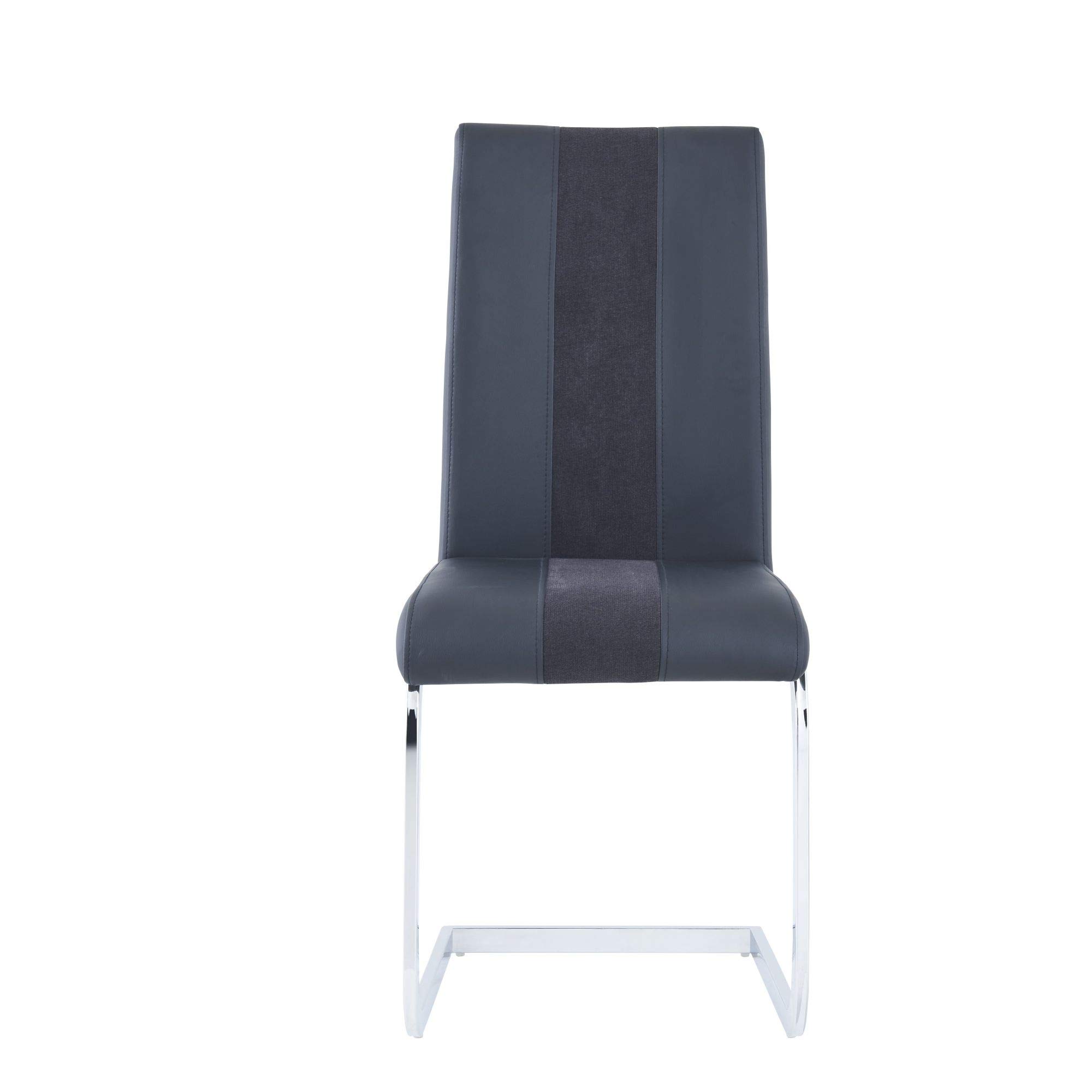 Set of 4 Modern Black Dining Chairs with Silver Legs - Sturdy & Comfortable Kitchen Chairs for Dining Room, Restaurant, or Cafe