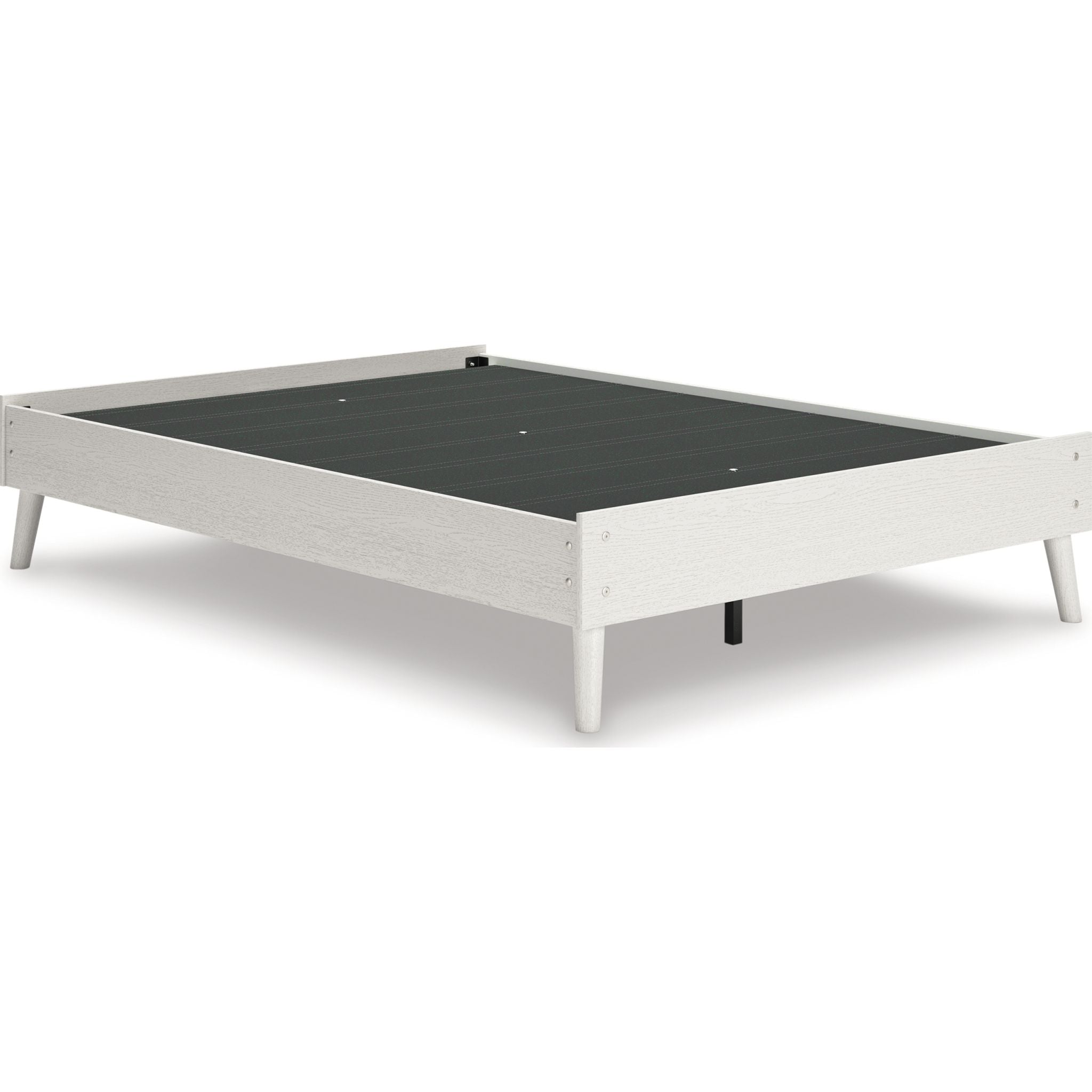 Aprilyn Full Size Platform Bed Frame - White Wooden Modern Minimalist Bed with Sturdy Slats - Perfect for Small Bedrooms & Guest Rooms