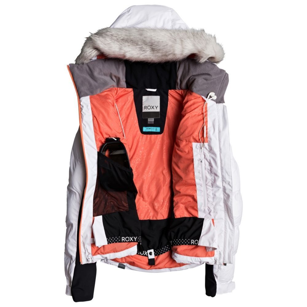 Roxy Snowstorm Women's Waterproof Ski Jacket - Insulated Winter Coat for Snowboarding & Cold Weather - Bright White - Perfect for Skiing, Snowboarding & Outdoor Adventures