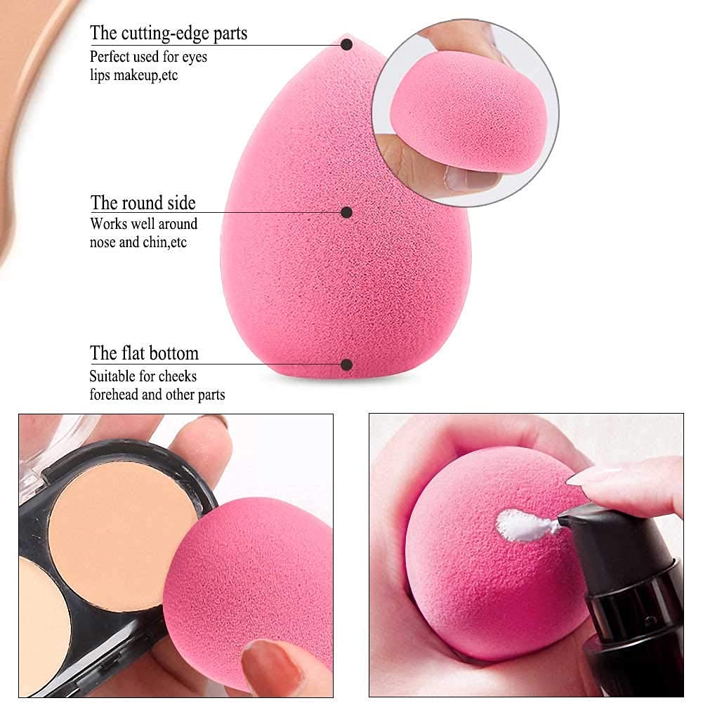 Lusty Soul Makeup Sponge Beauty Blender Puff - Set of 4 Foundation Blending Sponges for Flawless Makeup Application | Perfect for Liquid, Cream & Powder Cosmetics | Professional Makeup Tools for Daily Use & Travel