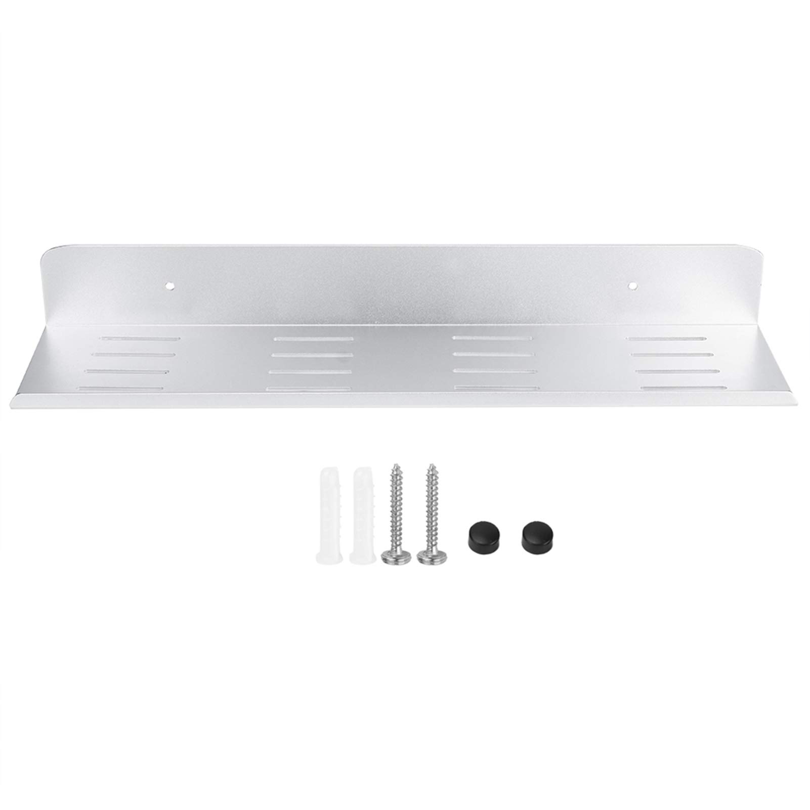 Wall Mounted Storage Rack - Aluminum Drain Shelf Organizer for Bathroom & Kitchen - Space Saving Silver Shelf for Sponges, Soaps & Utensils - Perfect for Shower Caddies, Under Sink Storage & Countertop Organization