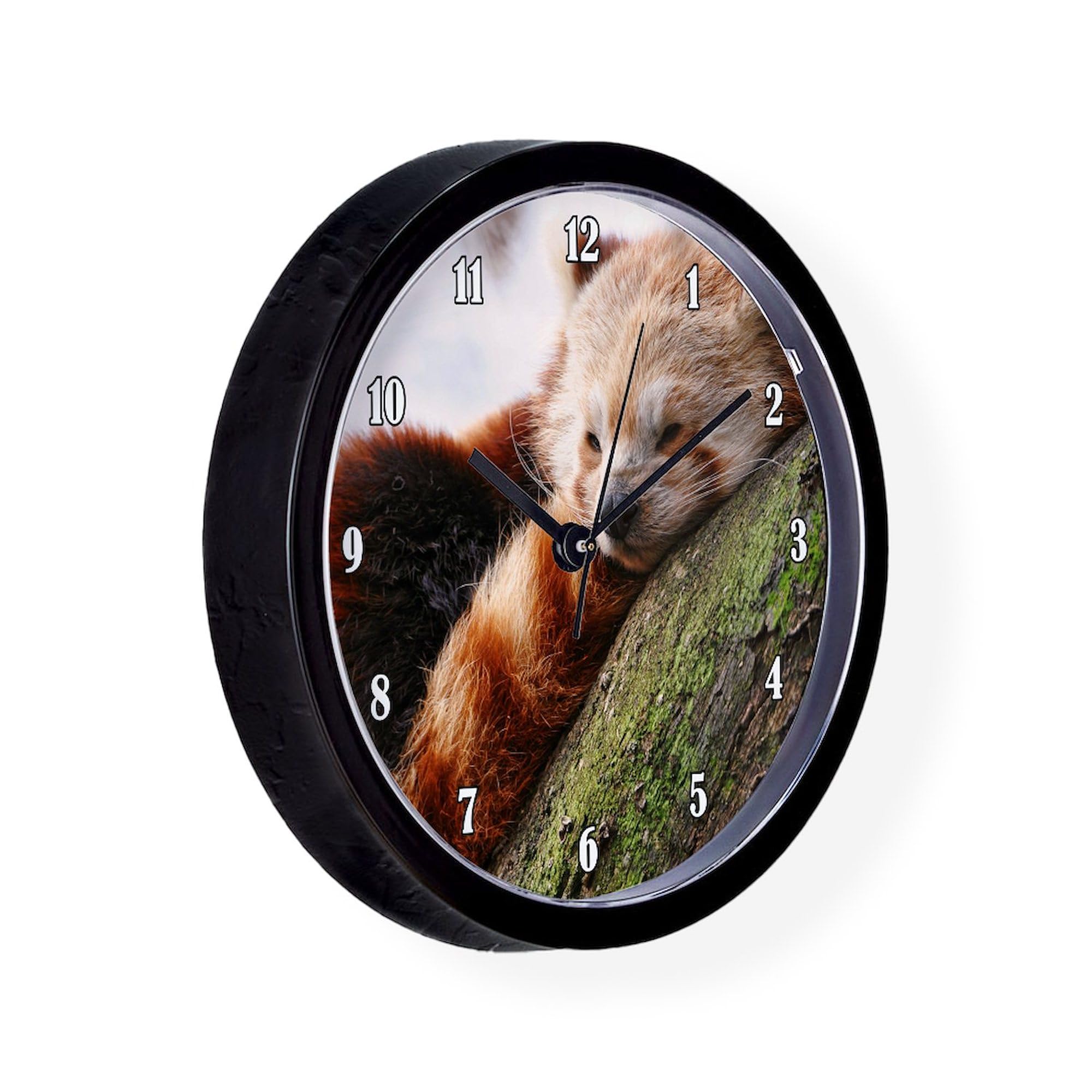 RED Panda 10 Inch Wall Clock - Decorative Silent Non-Ticking Clock for Living Room, Kitchen, Office & Home Decor | Perfect Gift Idea for Animal Lovers