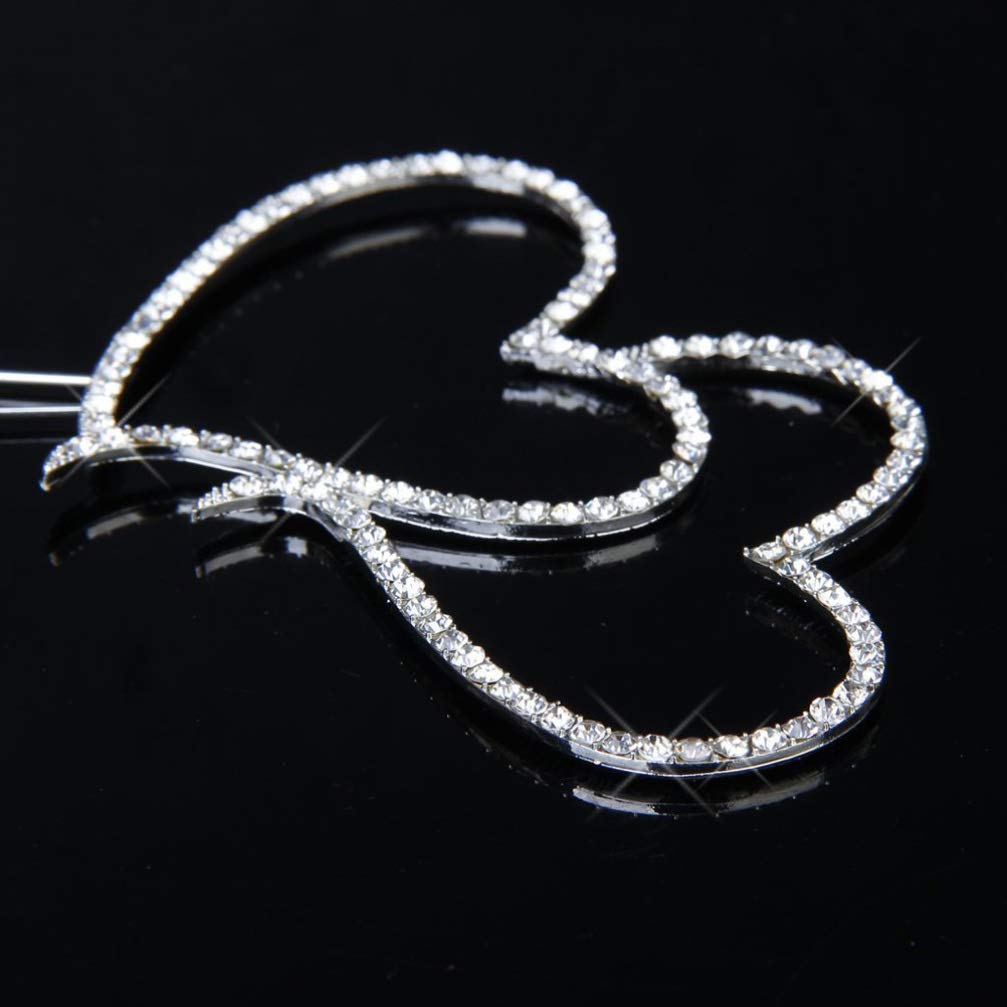 2pcs Elegant Rhinestone Wedding Cake Topper - Double Heart Design for Wedding Cakes, Anniversary & Romantic Celebrations - Perfect for Bridal Showers, Receptions & Special Occasions