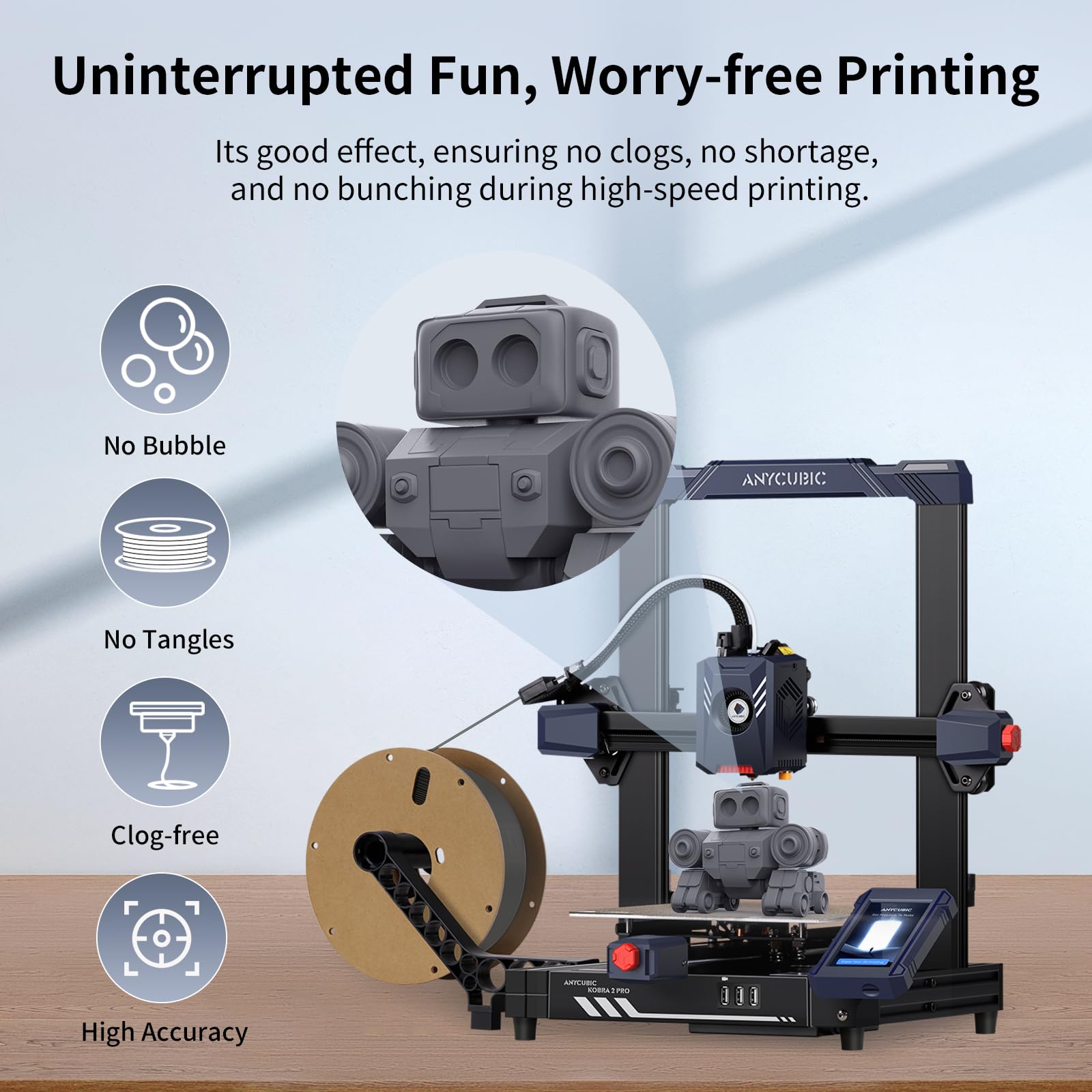 ANYCUBIC High Speed PLA 3D Printer Filament 1.75mm - 1KG Spool Gray | Ultra Fast Printing (10X Speed) with High Precision (±0.02mm) | Compatible with Most FDM 3D Printers | Perfect for Rapid Prototyping, Cosplay Props & DIY Projects