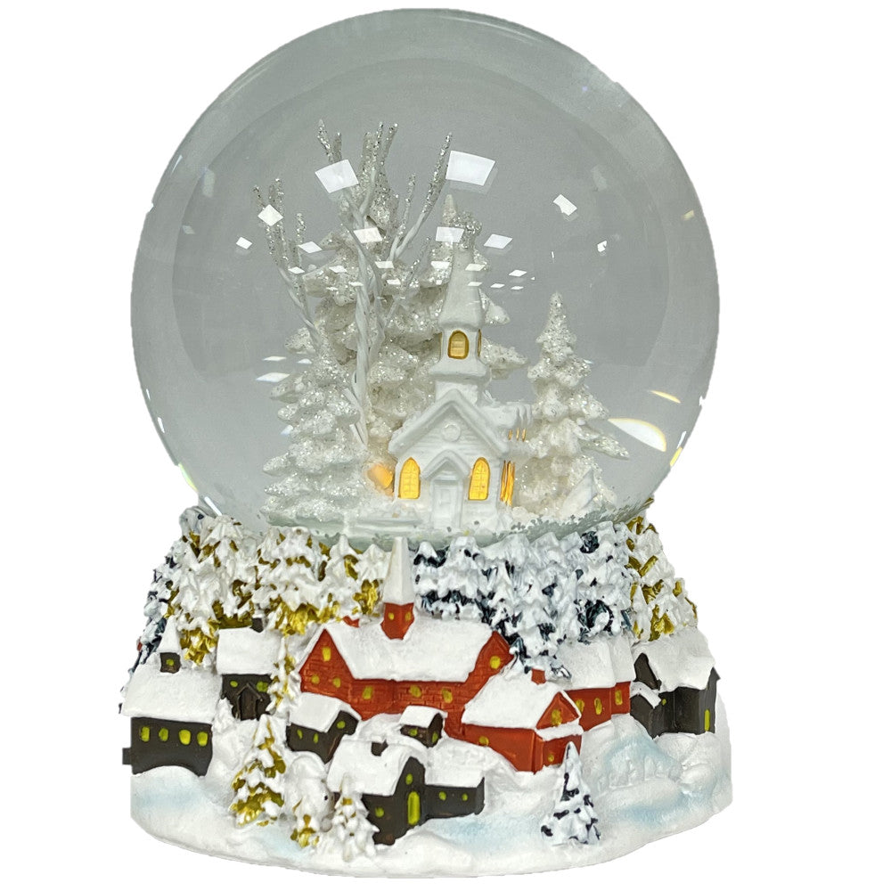 Ashfield & Harkness Winterland Church Musical Snow Globe - Christmas Decor, Holiday Collectible for Home & Office Display