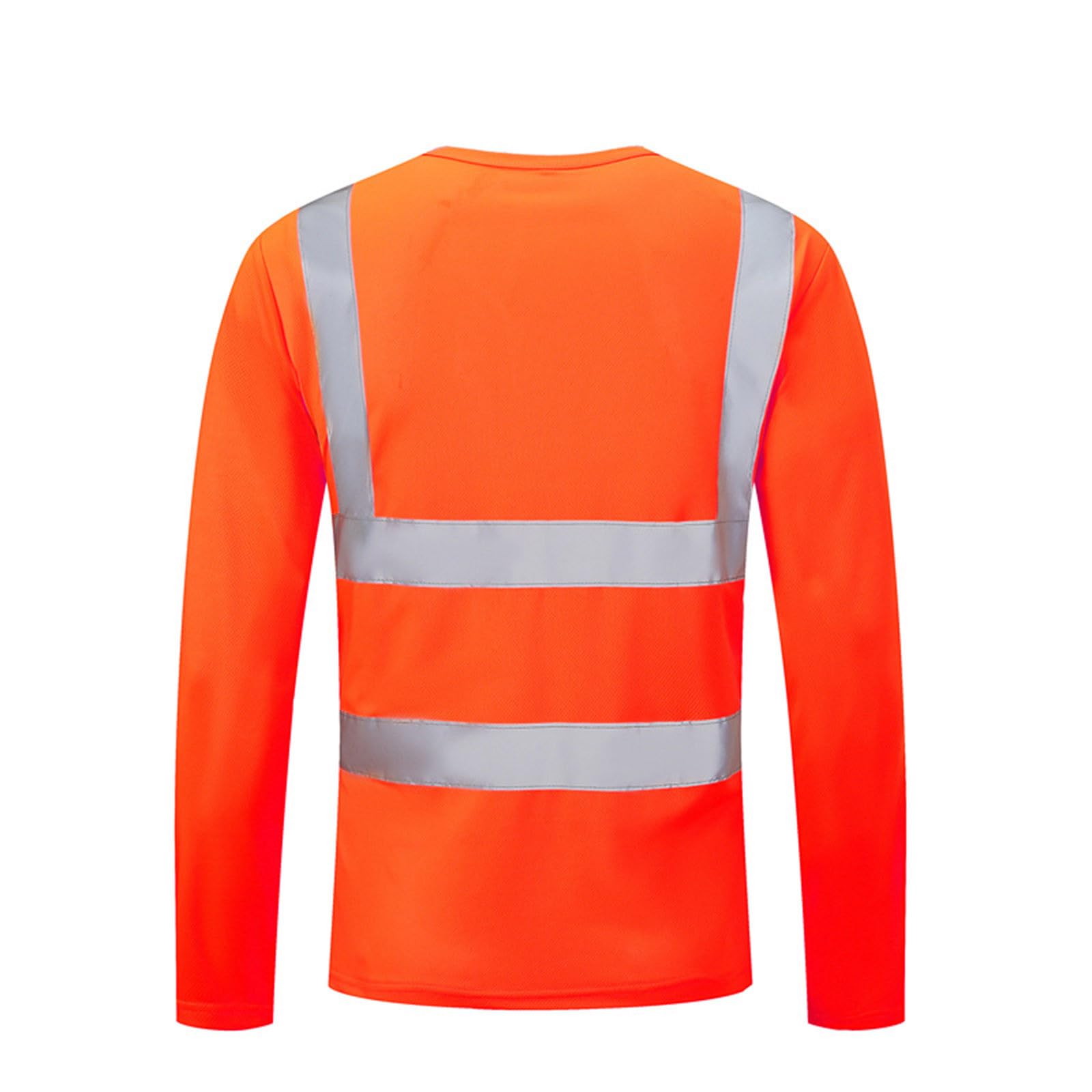 High Visibility Reflective Safety Shirts for Men - Long Sleeve Hi Vis Work T-Shirts for Construction, Road Work & Night Running - ANSI Certified Enhanced Visibility Clothing